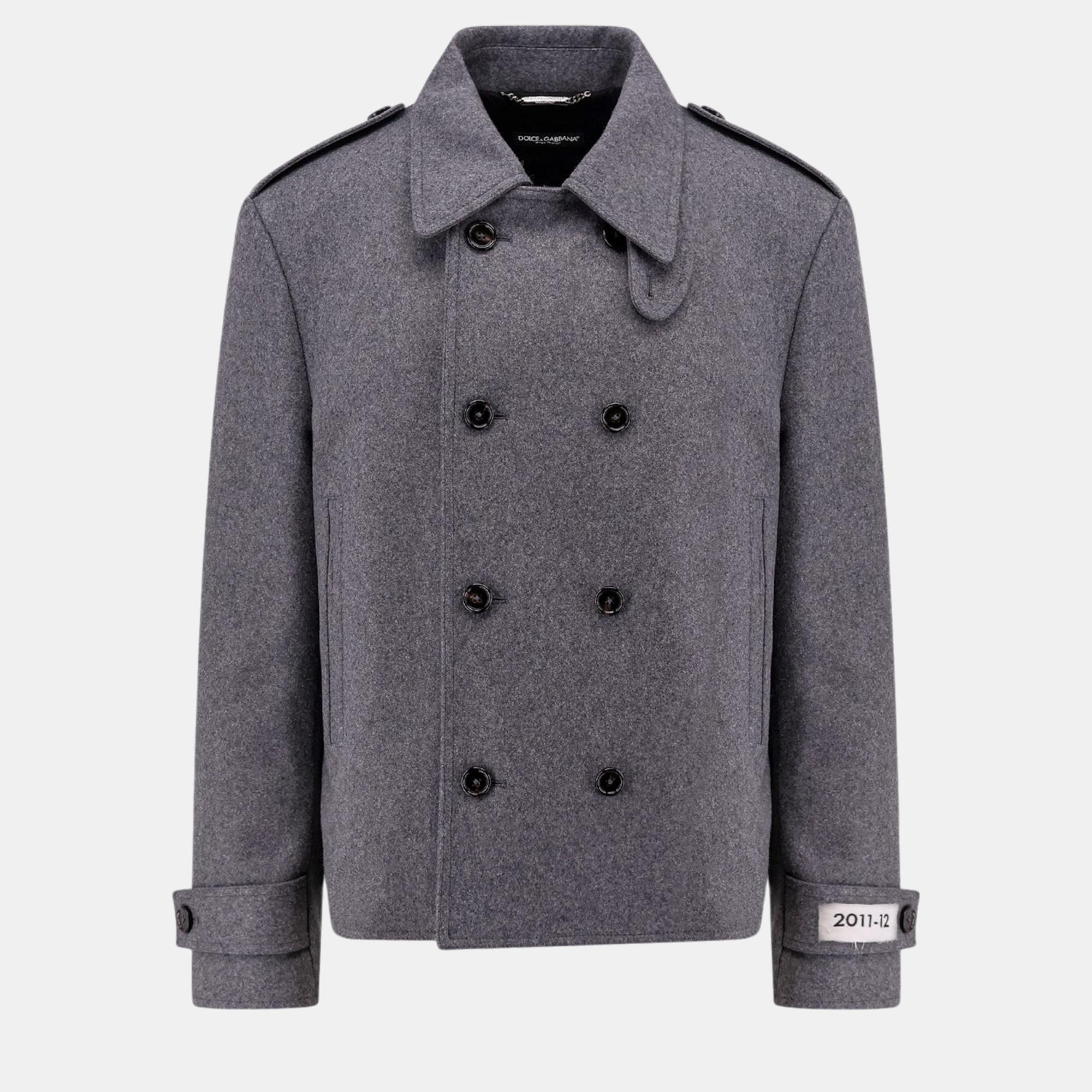 

Dolce & Gabbana Grey Cashmere and wool caban Re-Edition Coat