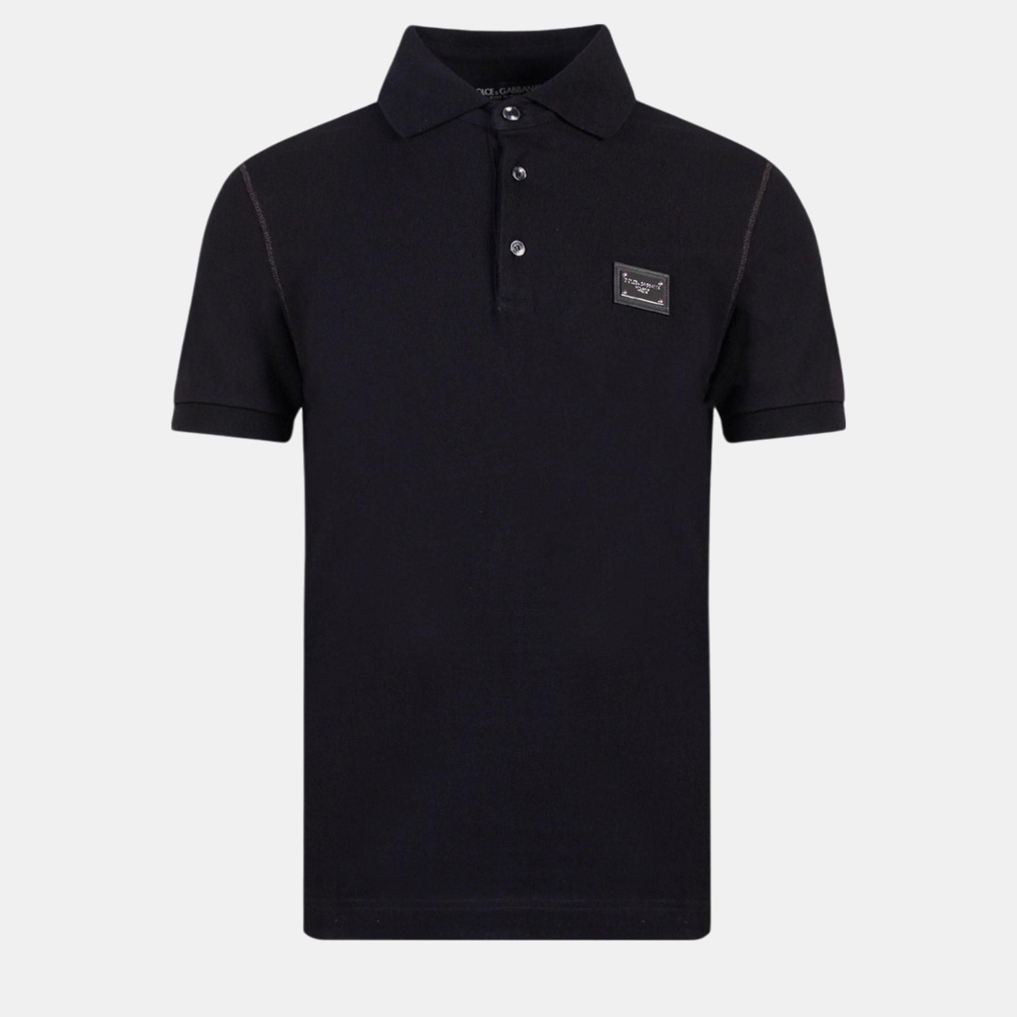 

Dolce & Gabbana Black Cotton piquet Polo Shirt IT