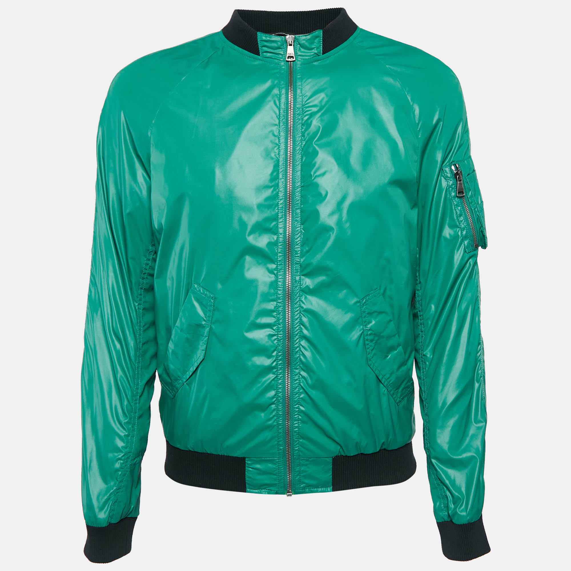 

Dolce & Gabbana Green Synthetic Zip-Up Bomber Jacket M