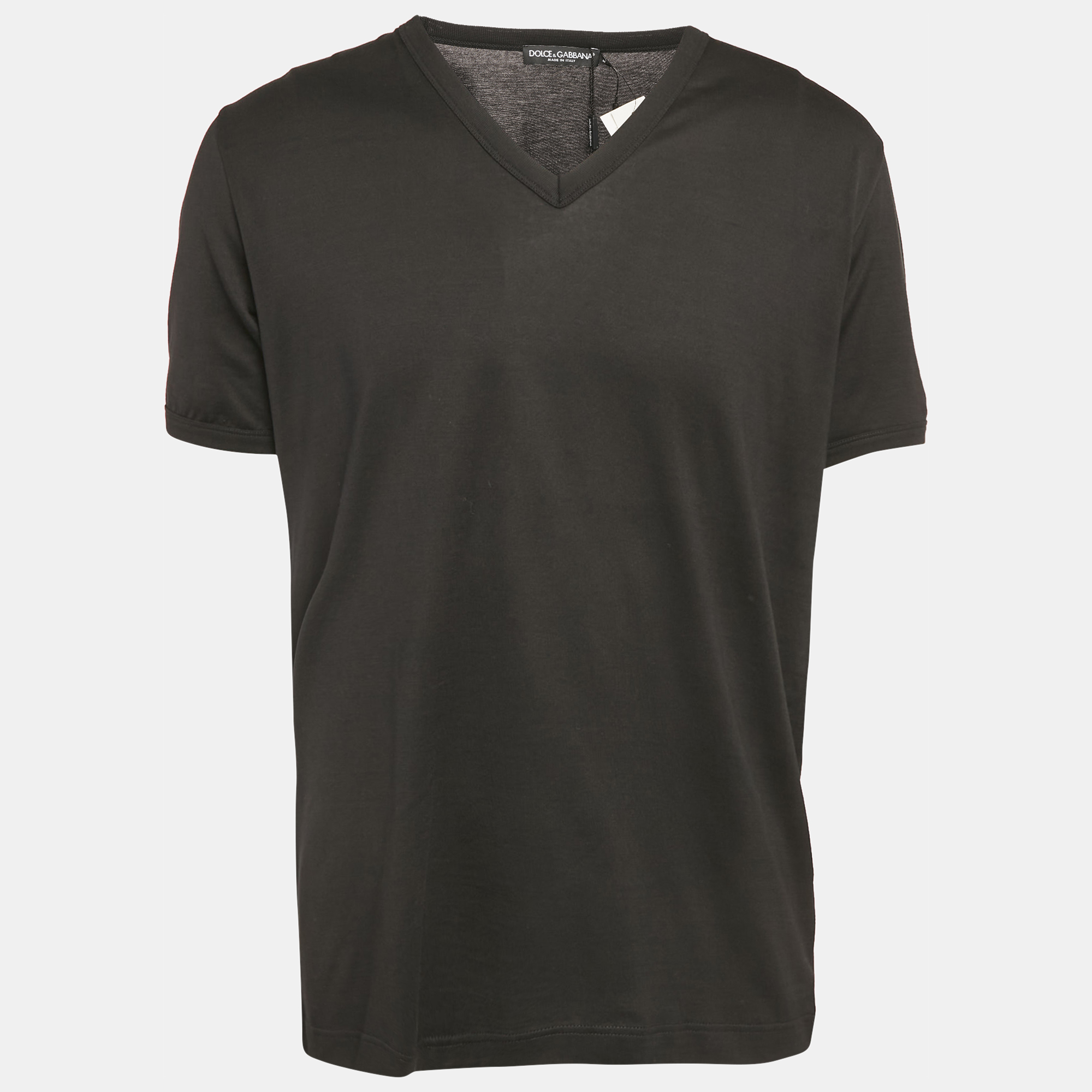

Dolce & Gabbana Black Jersey V-Neck T-Shirt XXL