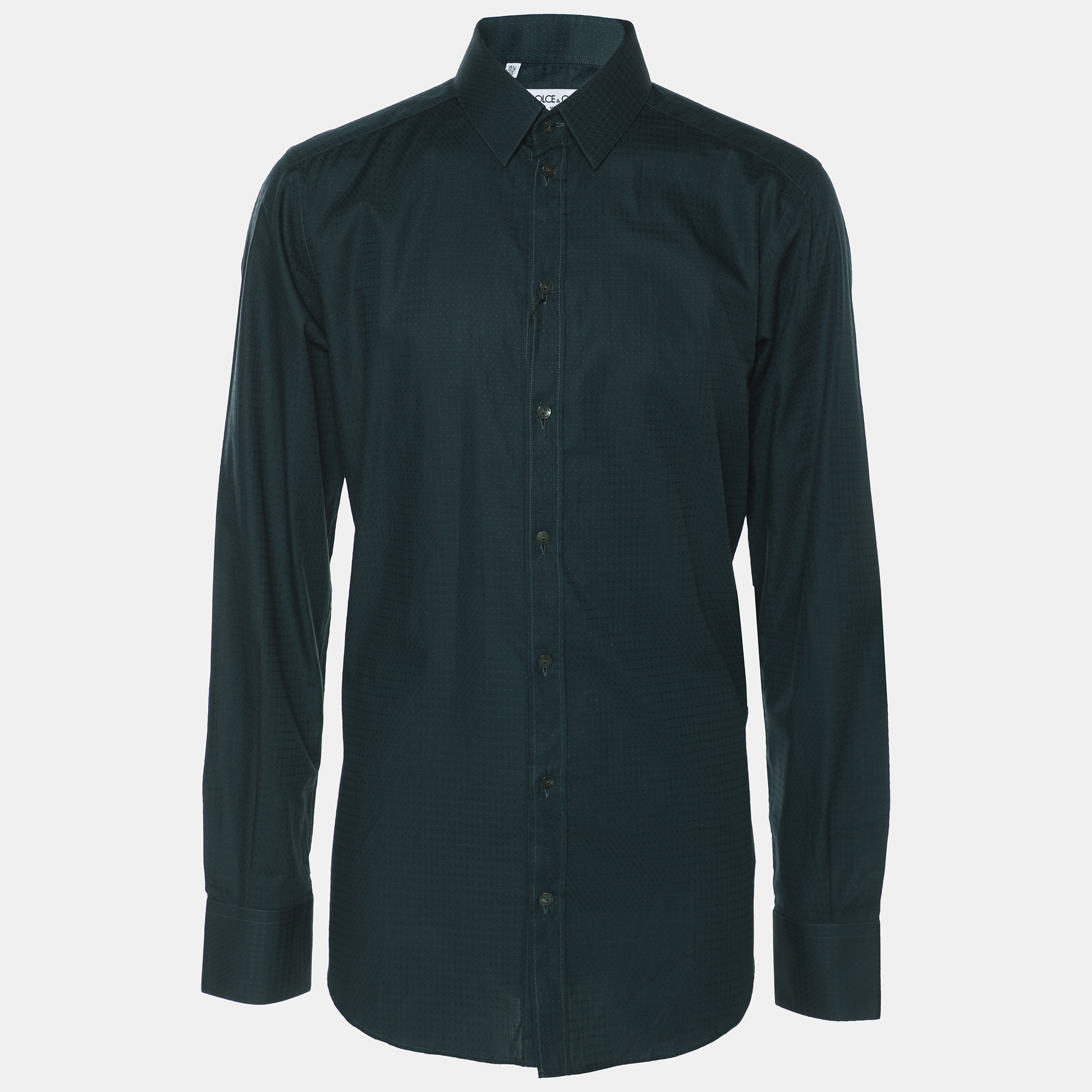 

Dolce & Gabbana Green Textured Cotton Button Fornt Shirt L