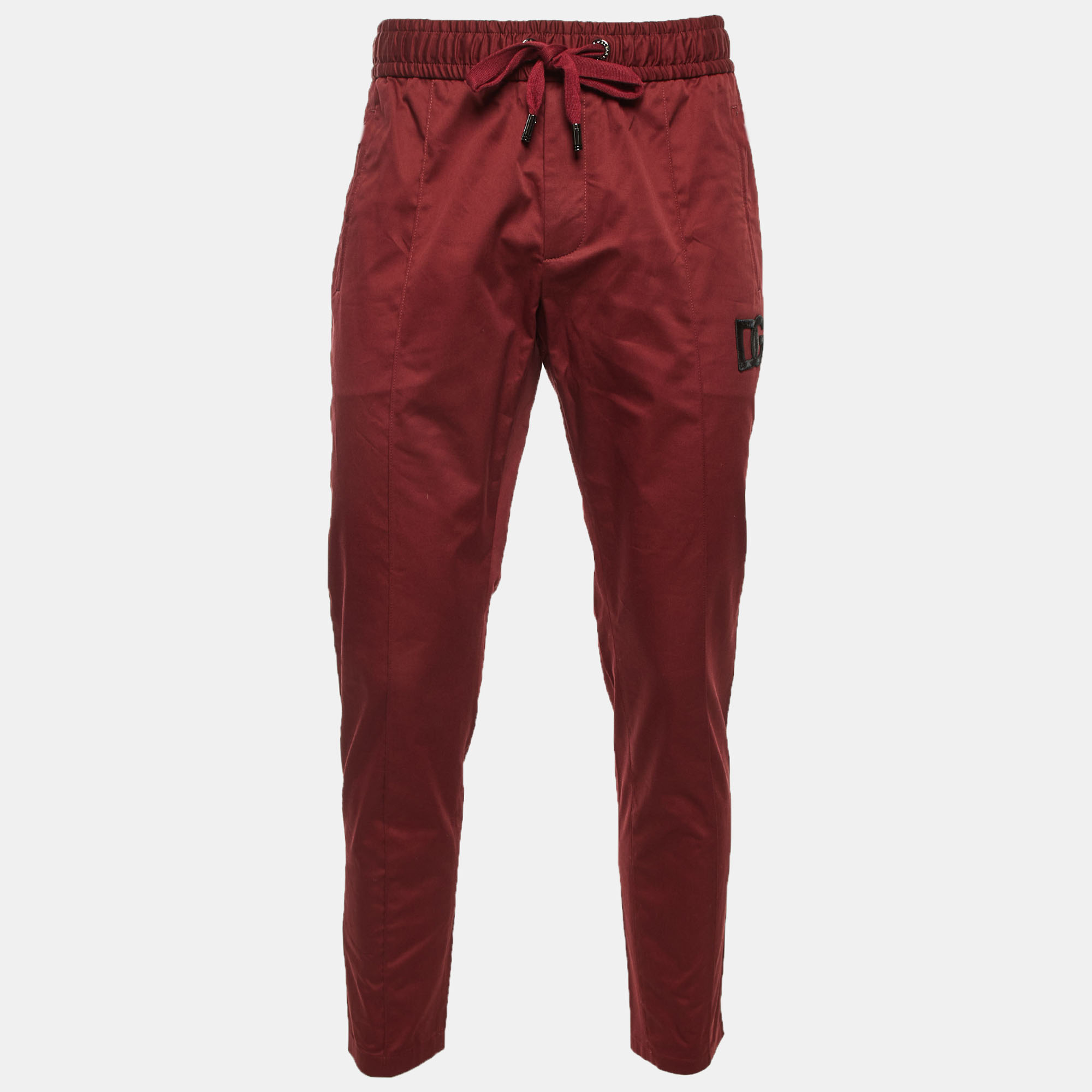 

Dolce & Gabbana Maroon Cotton Elasticised Waist Trousers M, Red