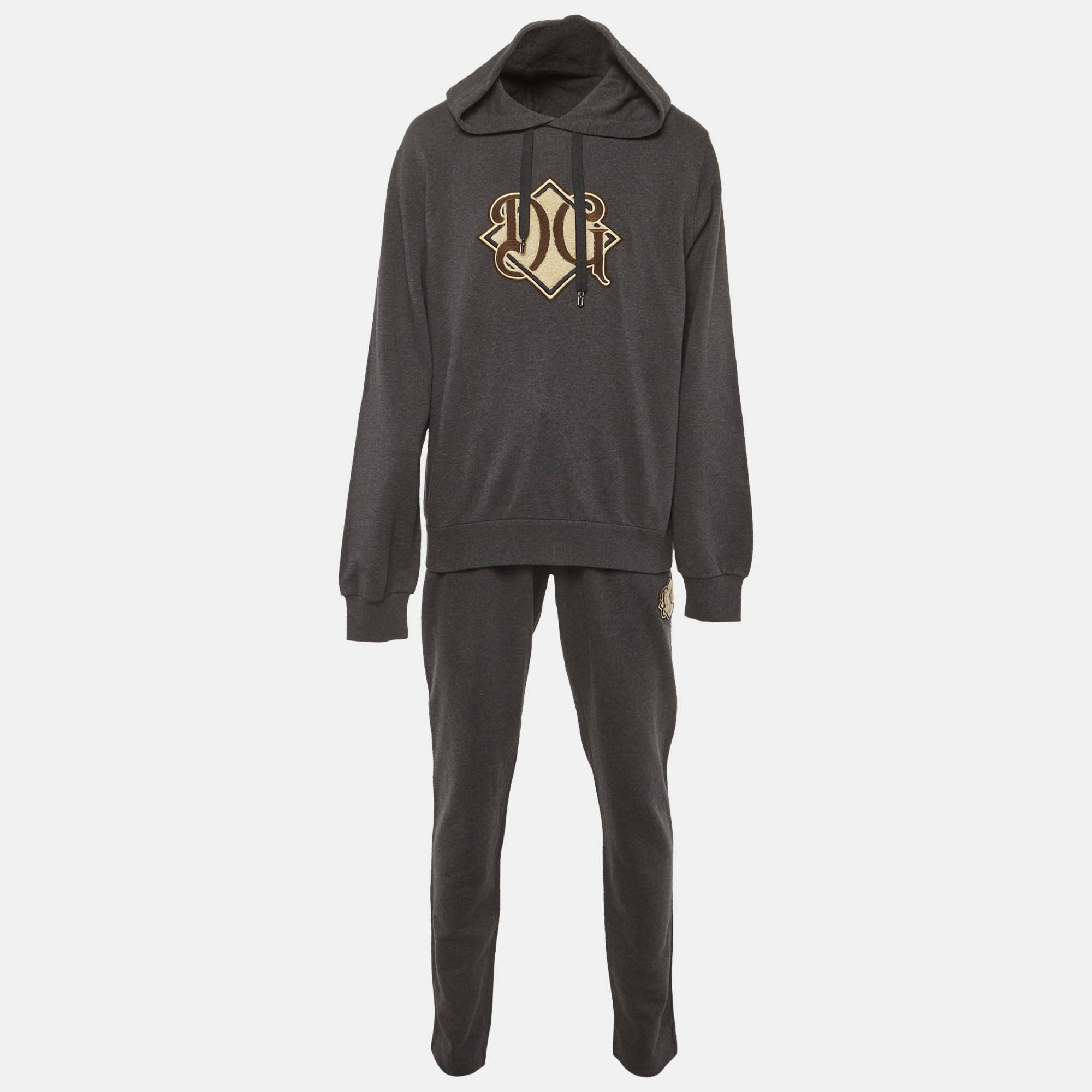 

Dolce & Gabbana Grey Jersey Logo Detail Hoodie and Joggers Set XXXL