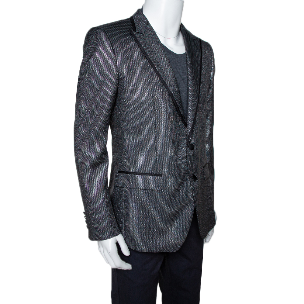 

Dolce & Gabbana Black Striped Lurex Martini Tuxedo Jacket