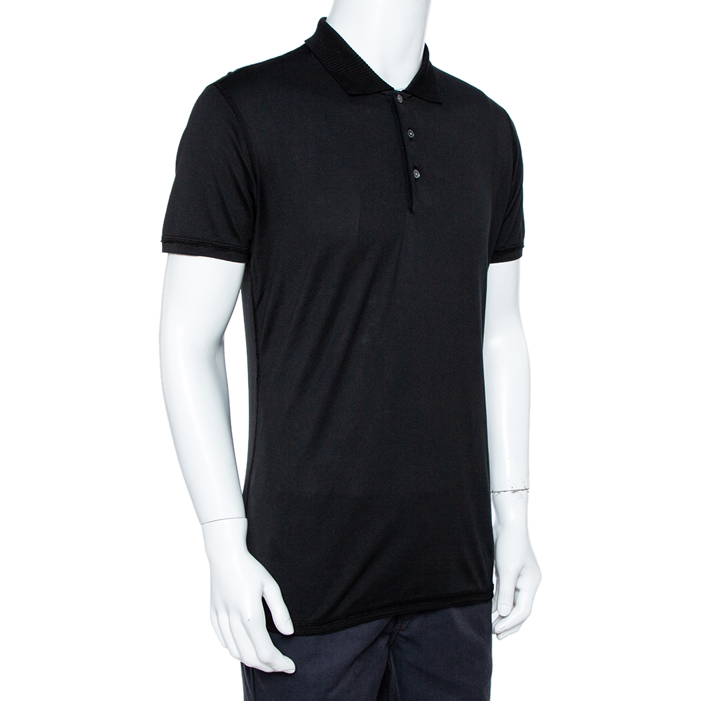 

Dolce & Gabbana Black Cotton Polo T-Shirt