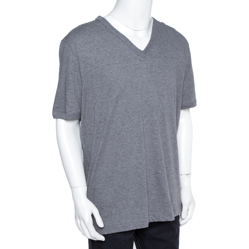 

Dolce & Gabbana Grey Mélange Cotton V Neck T-Shirt