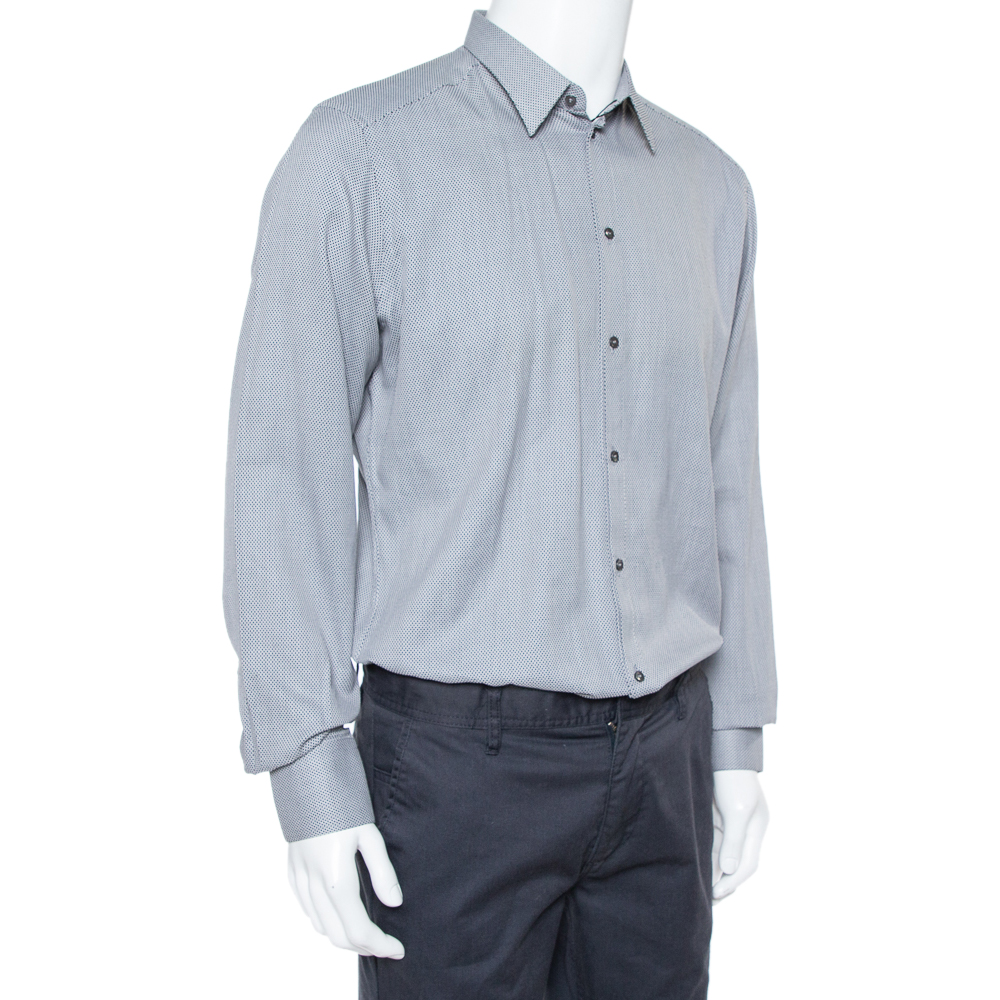 

Dolce & Gabbana Monochrome Cotton Button Front Gold Slim Fit Shirt, Black