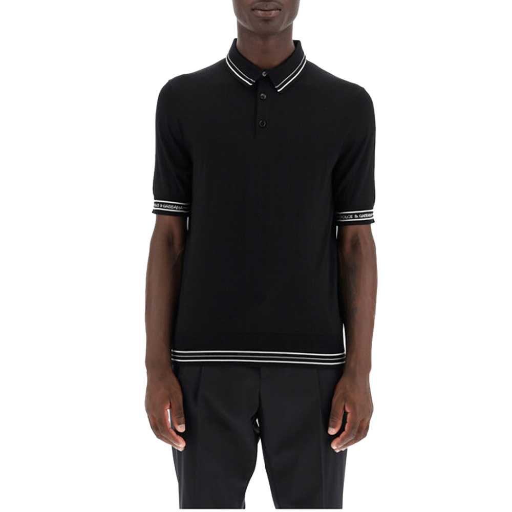 

Dolce & Gabbana Black Silk Polo Shirt Size EU 50