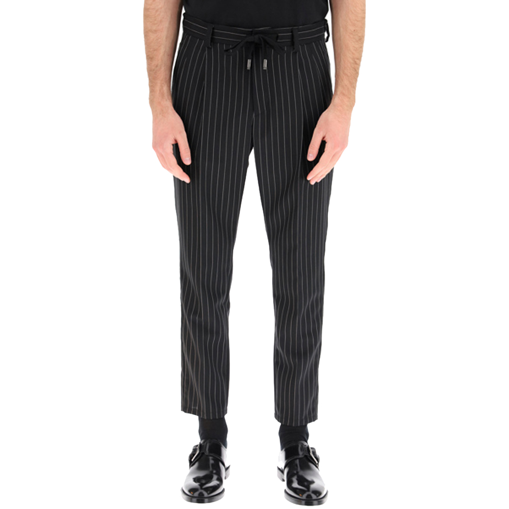 

Dolce & Gabbana Black Pinstriped Wool Jogging Trousers Size IT 46