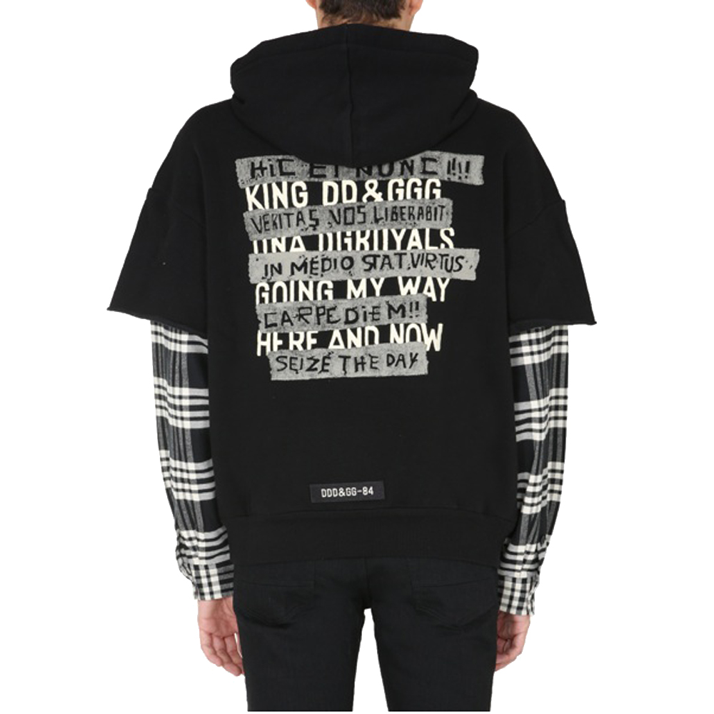 

Dolce & Gabbana Black Checked layered-effect Hoodie Size