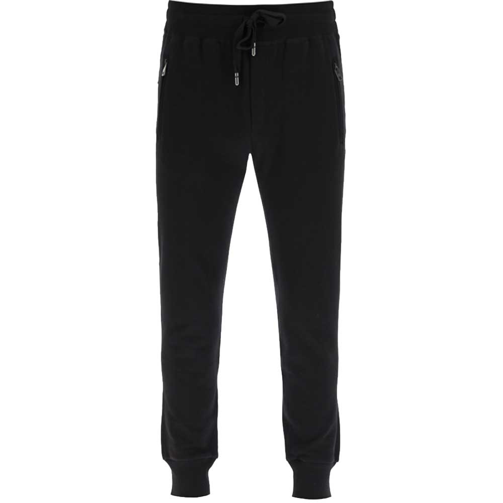 Pre-owned Dolce & Gabbana Black Jogging Trousers Logo Size It 50