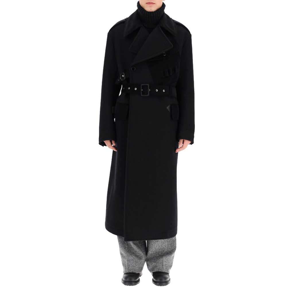 

Dolce & Gabbana Black Belted Double-Breasted Coat Size EU 48