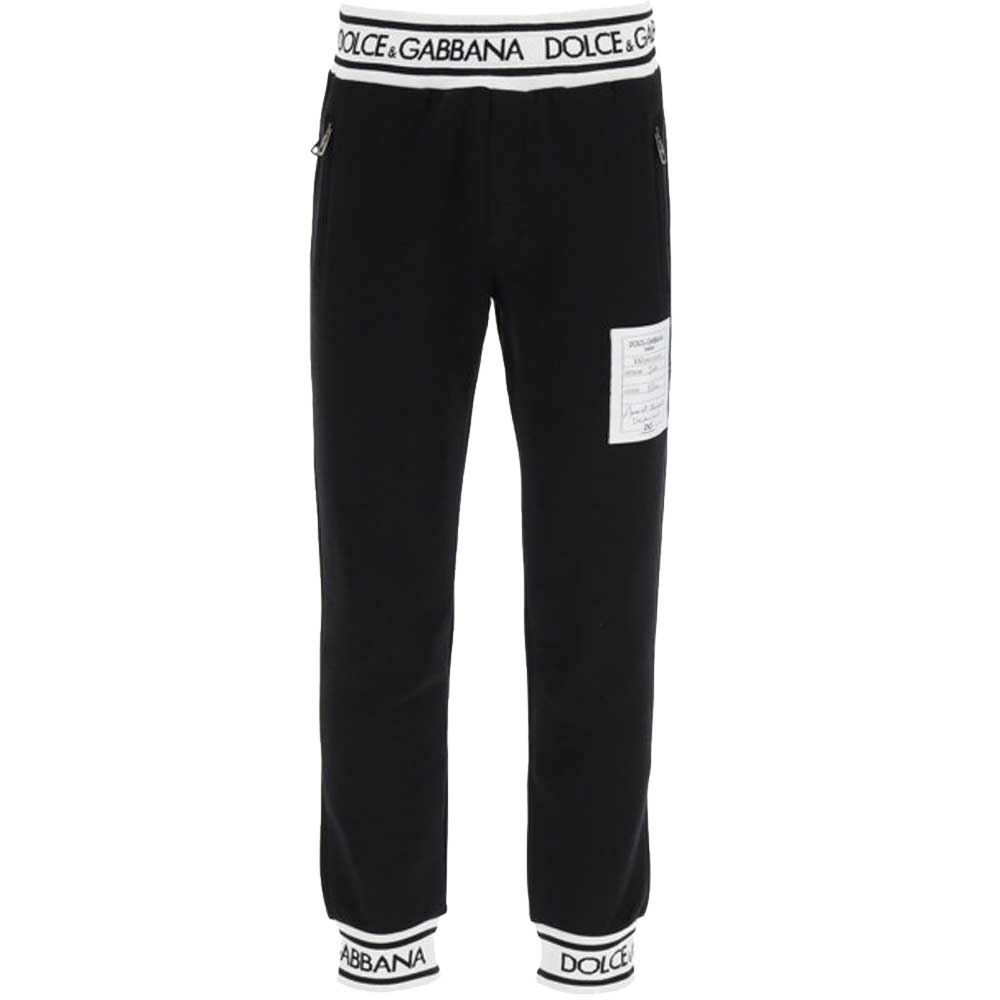 Pre-owned Dolce & Gabbana Black Logo Patch Detail Track Pants Size Eu 46