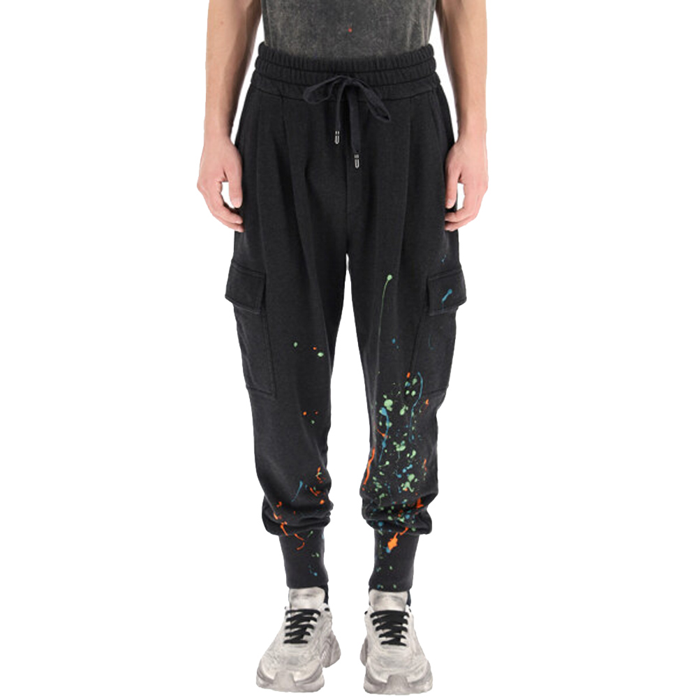 

Dolce & Gabbana Black Dripping Color Effect Jogging Pants Size EU 46