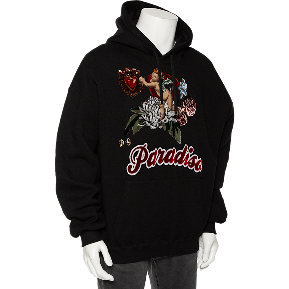 

Dolce & Gabbana Black Cotton Paradise Embroidered Hoodie