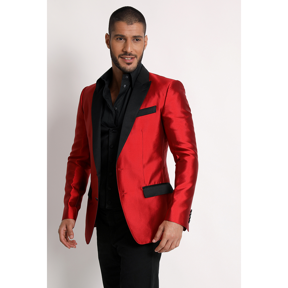 

Dolce & Gabbana Red Martini Satin Tuxedo Suit  (IT 46