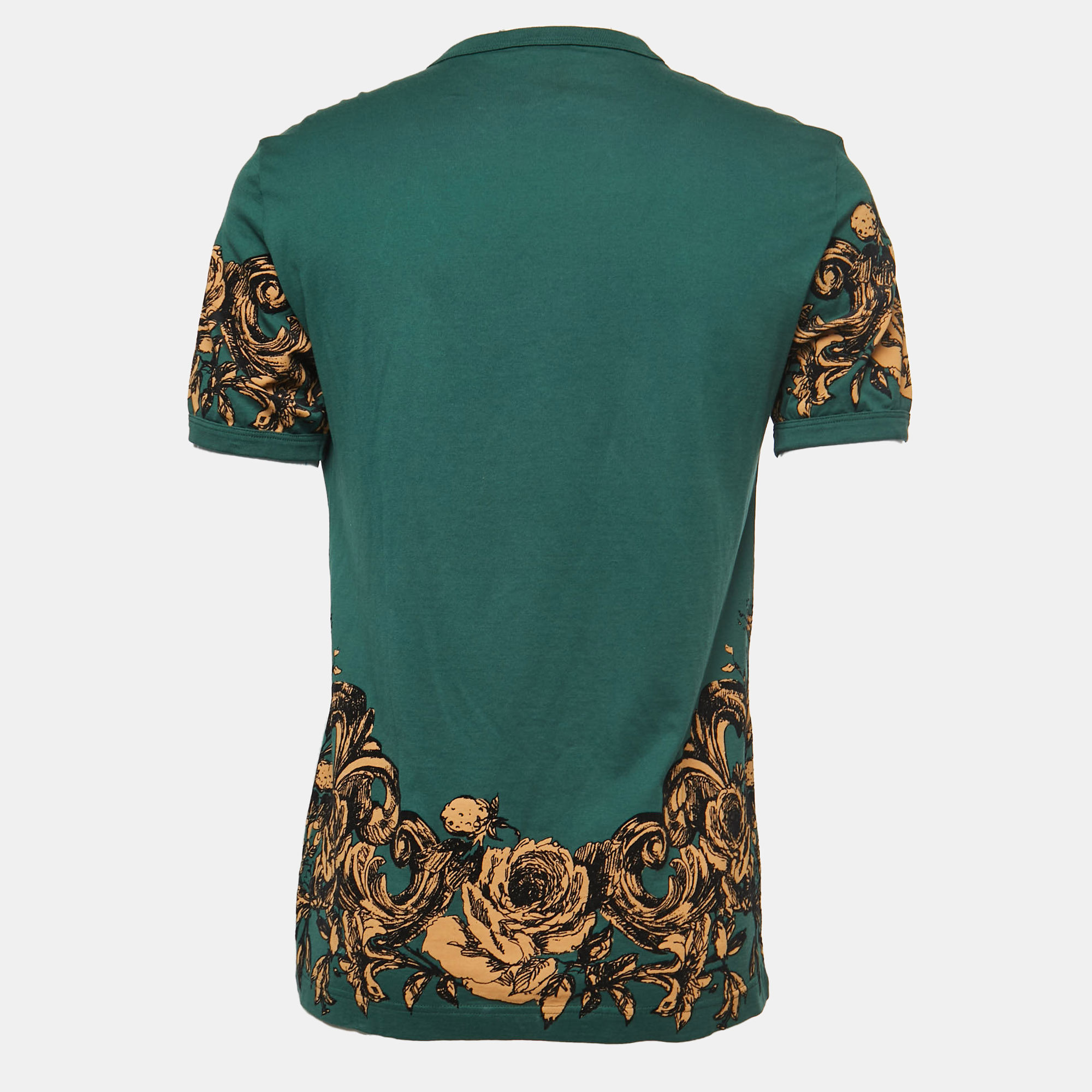 

Dolce & Gabbana Green Crown Bee Flock Print Cotton T-Shirt