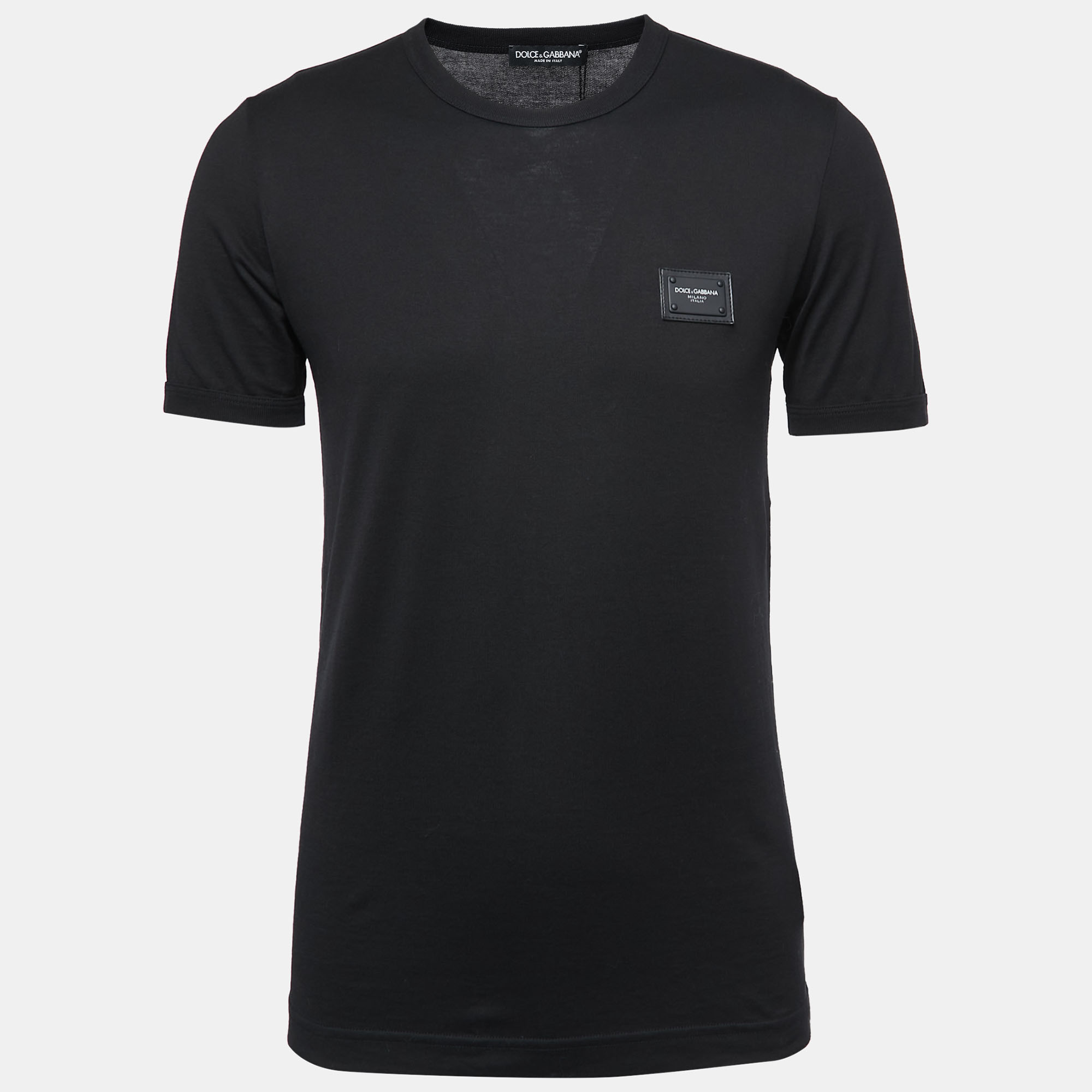 Pre Owned Dolce & Gabbana Black Cotton Crew Neck T-Shirt S 