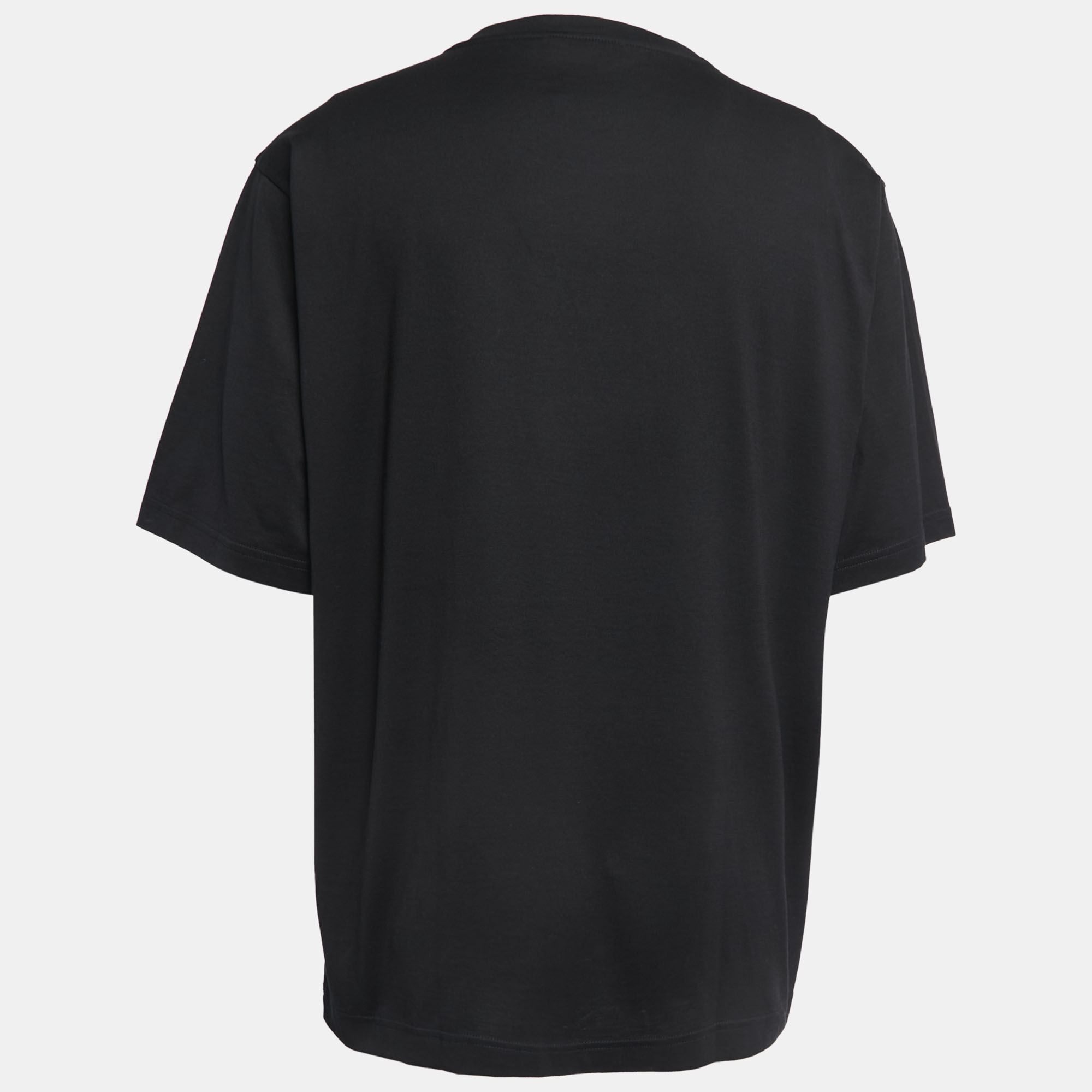 

Dolce & Gabbana Black Logo Print Cotton Crew Neck Half Sleeve T-Shirt
