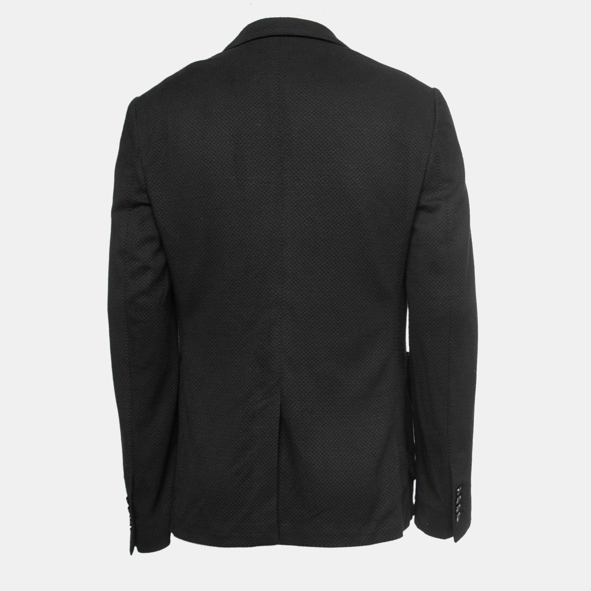 

Dolce & Gabbana Black Textured Bee Crest Detail Button Front Jacket