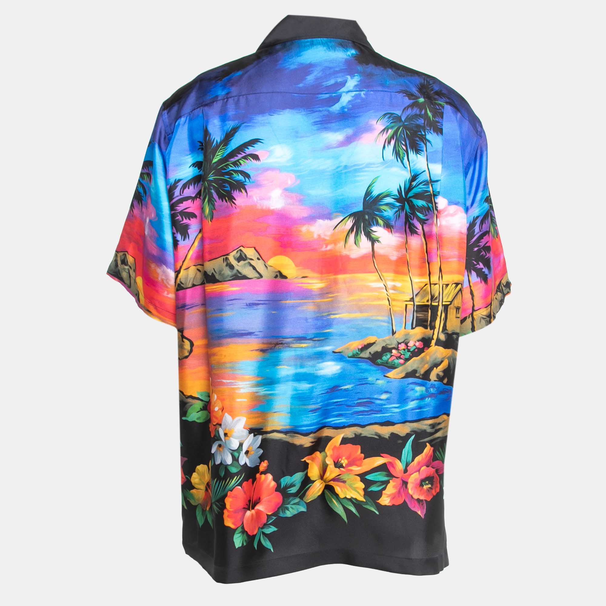 

Dolce & Gabbana Multicolor Silk Twill Hawaiian Print Shirt