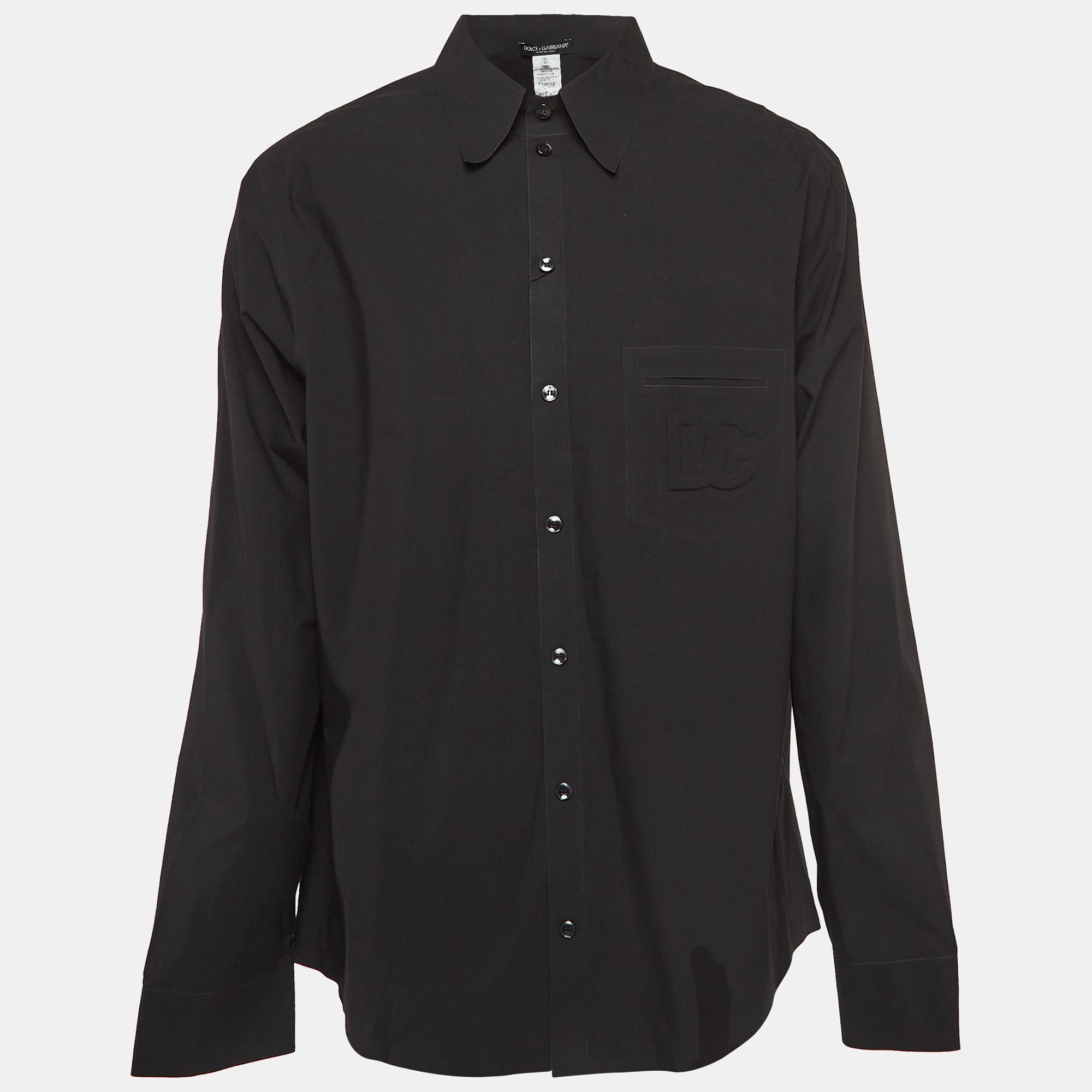

Dolce & Gabbana Black Cotton Blend Embossed Pocket Detail Shirt