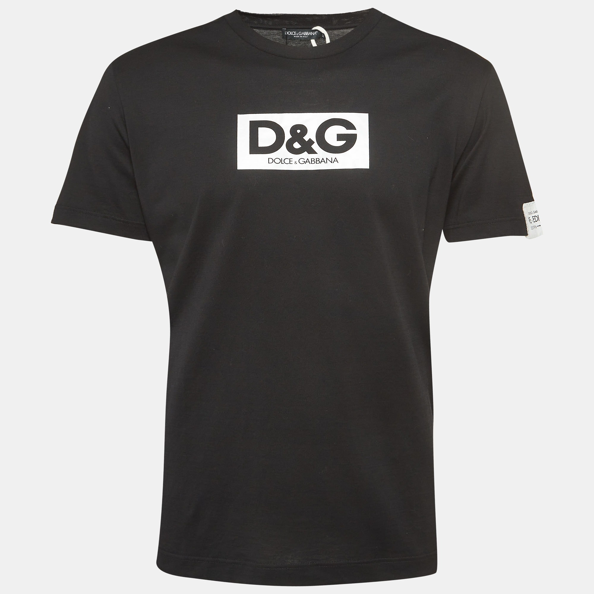 

Dolce & Gabbana Black Logo Print Cotton Re-Edition T-Shirt