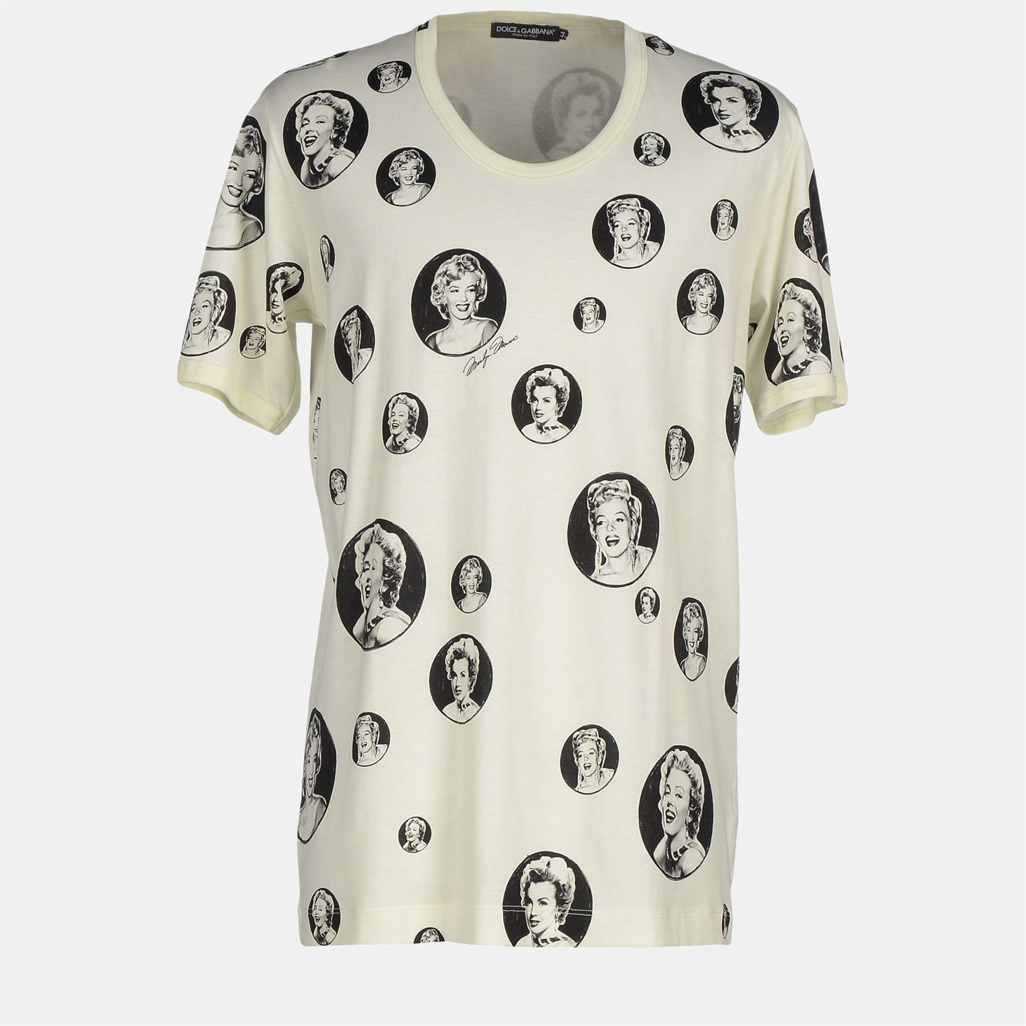 

Dolce & Gabbana Ivory Marilyn Monroe Print Cotton T-Shirt M (IT 48), Cream