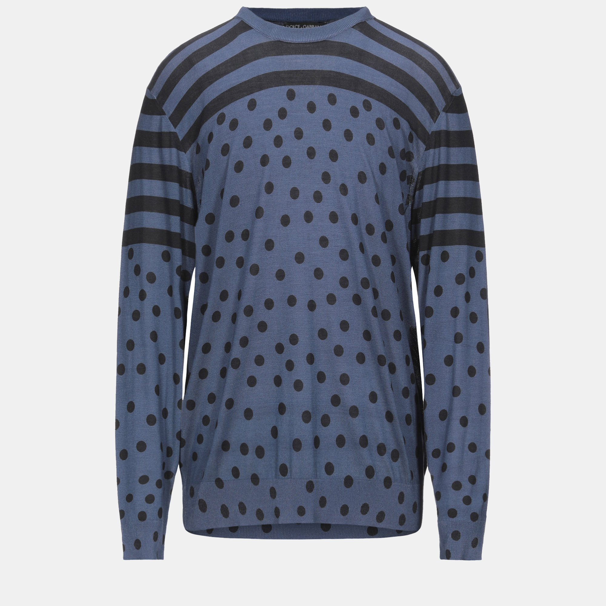 Pre-owned Dolce & Gabbana Silk Sweaters 46 In Blue