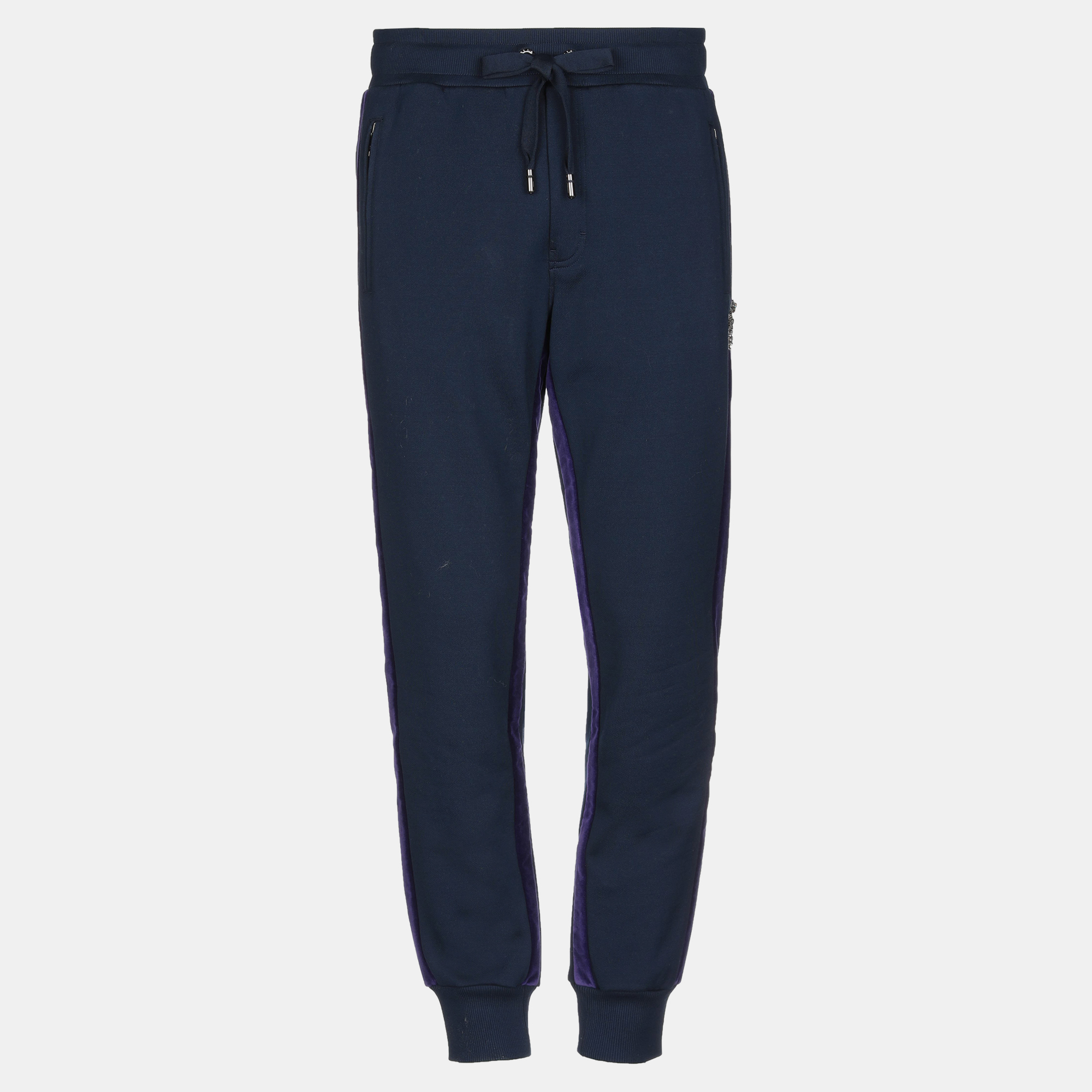 Pre-owned Dolce & Gabbana Cotton Trousers 56 In Navy Blue