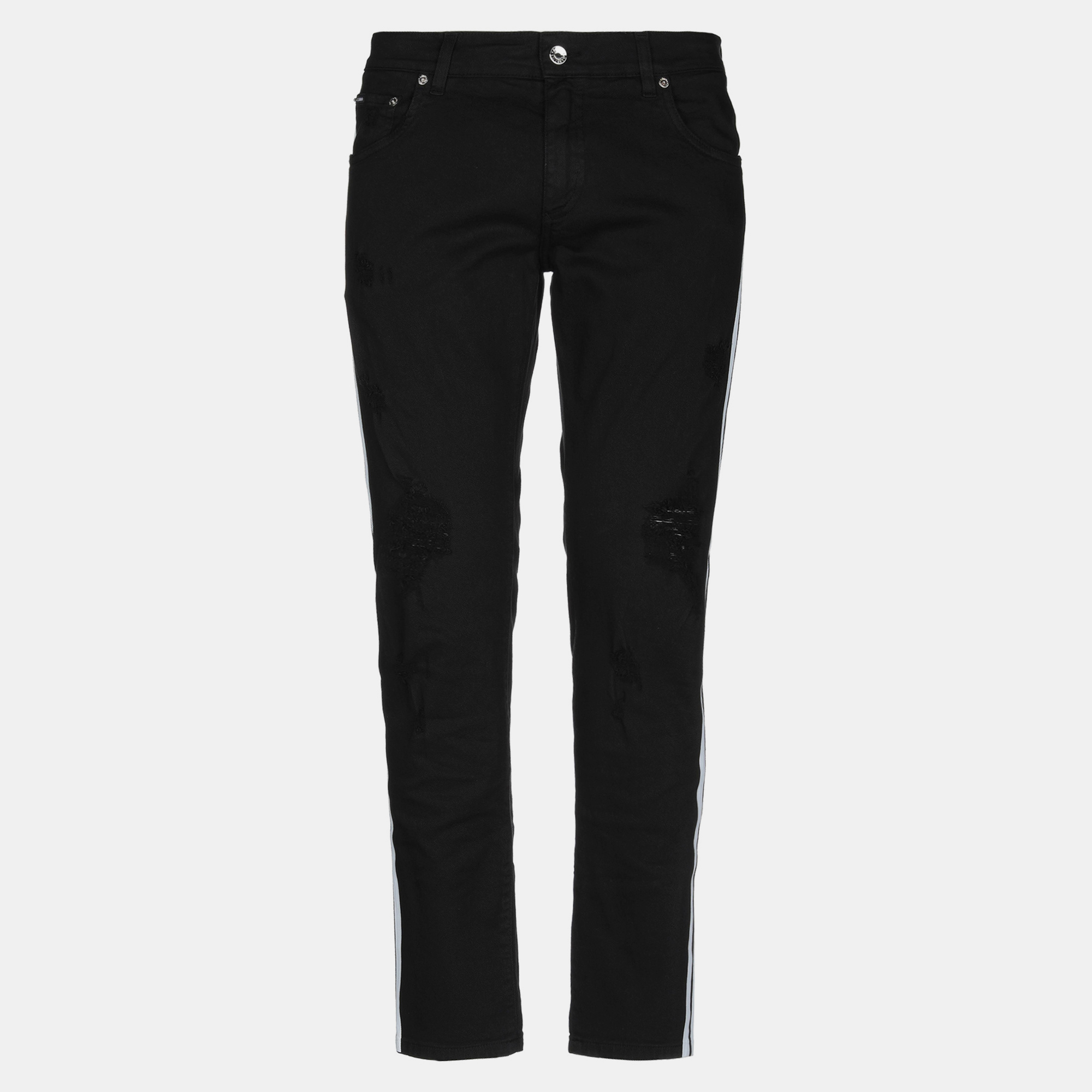 Pre-owned Dolce & Gabbana Cotton Jeans 44 In Black
