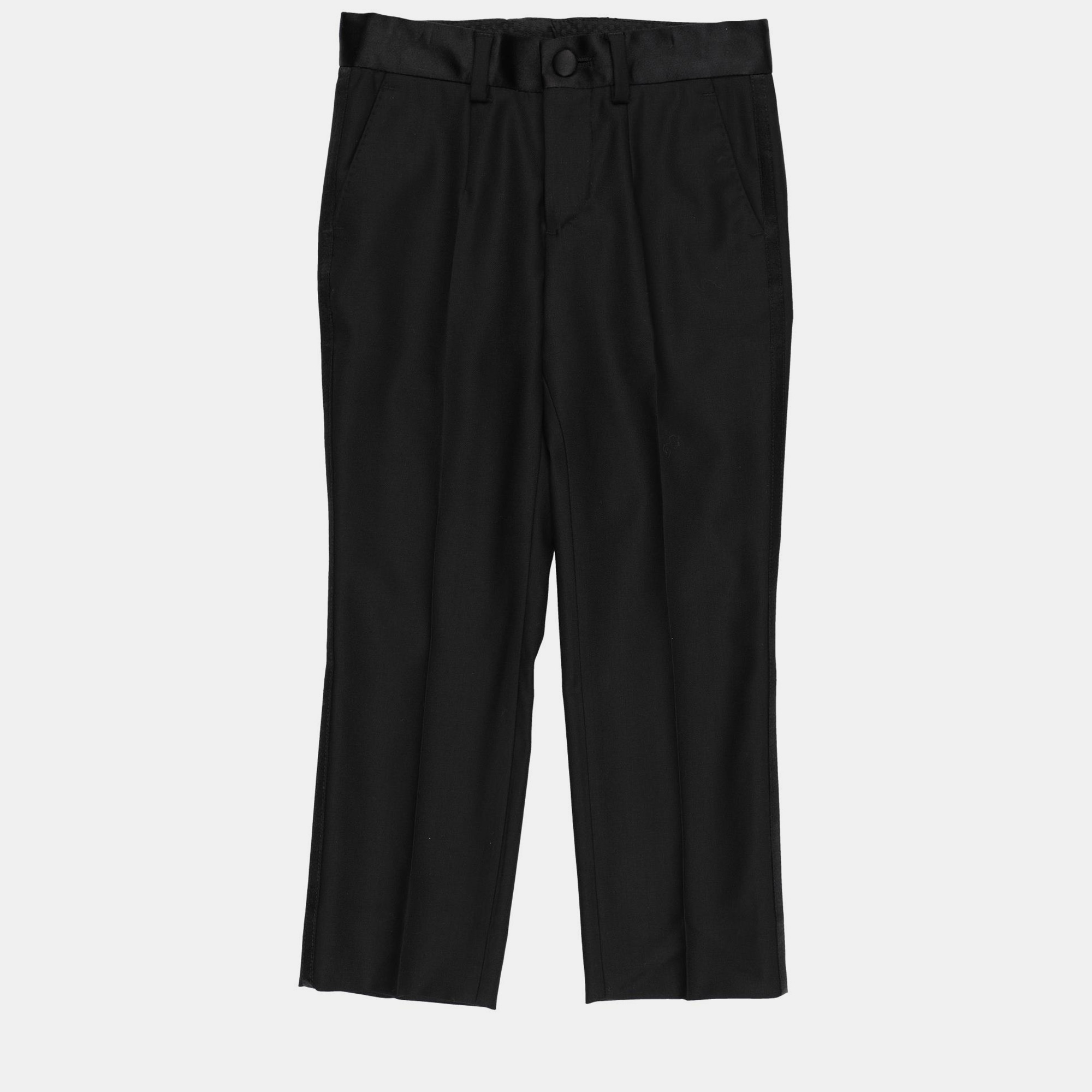 Pre-owned Dolce & Gabbana Virgin Wool Pants 3 In Black