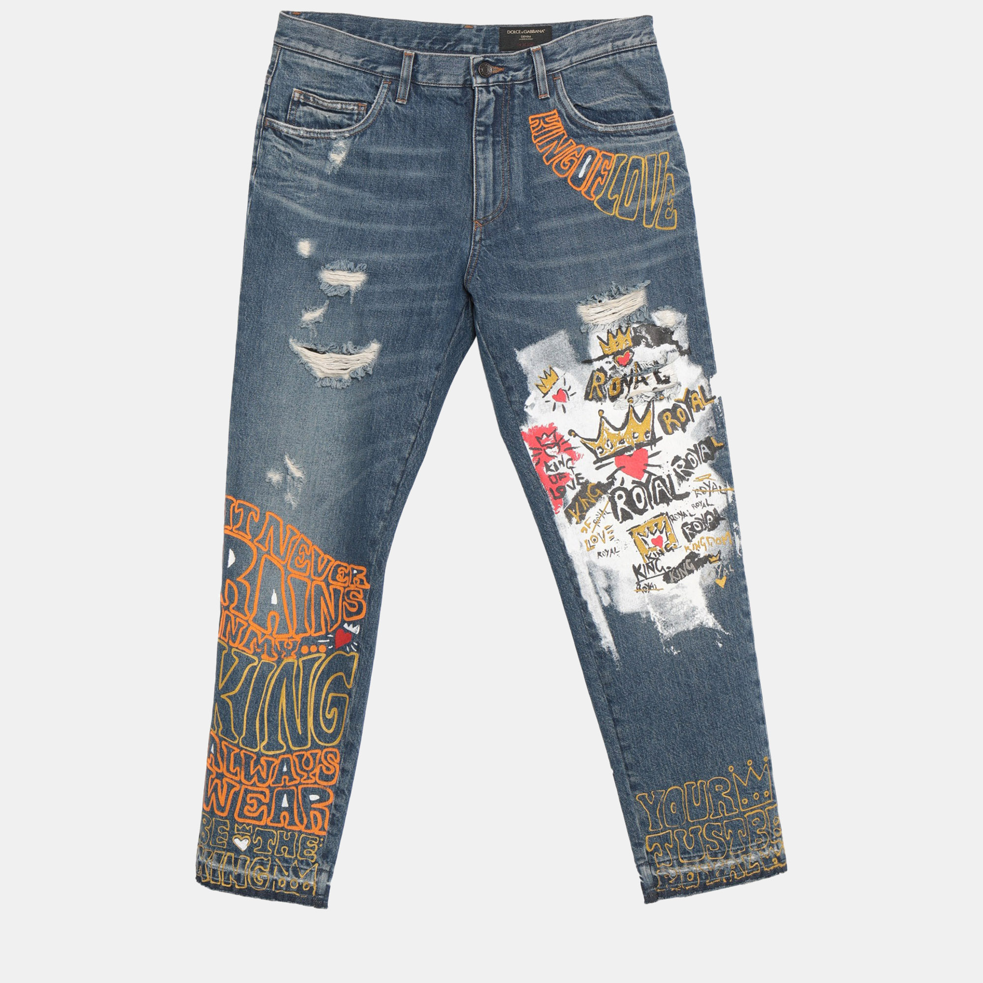 Pre-owned Dolce & Gabbana Cotton Jeans 52 In Blue