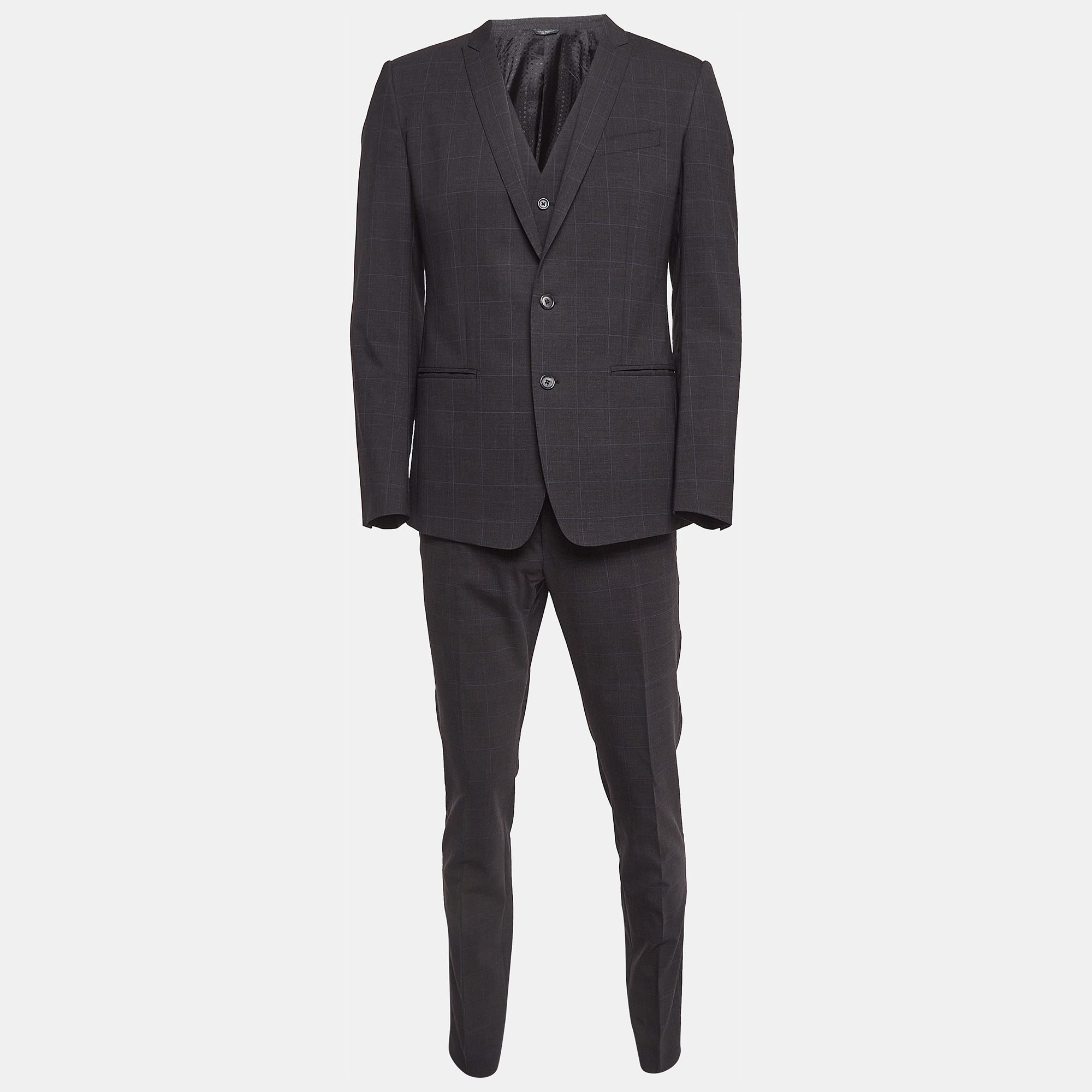 

Dolce & Gabbana Black Plaid Wool 3 Pc Suit M