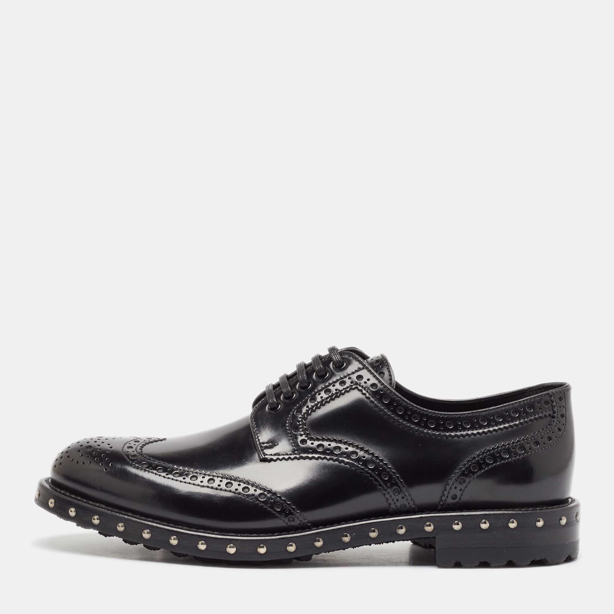 

Dolce & Gabbana Black Leather Brogue Derby Size