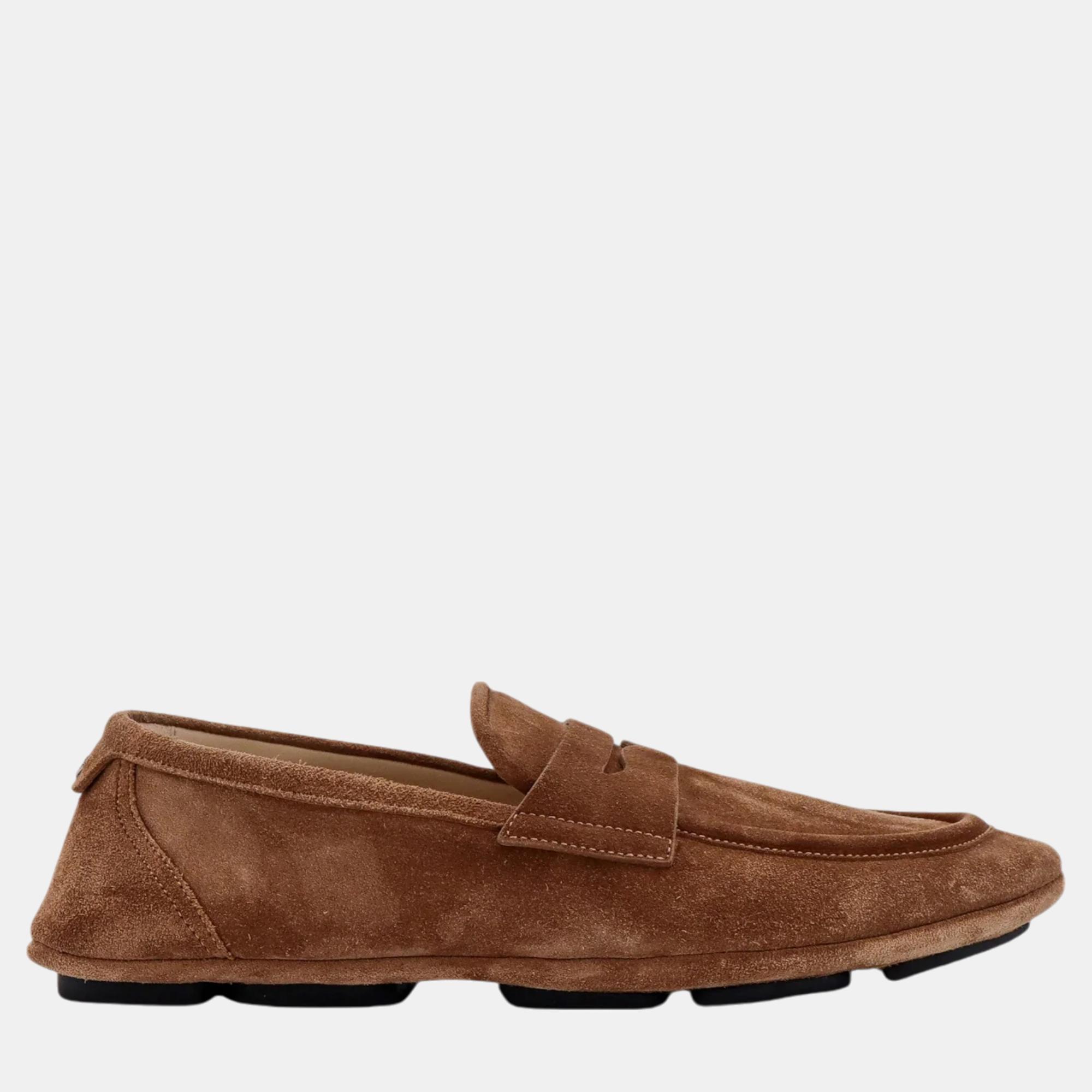 

Dolce & Gabbana Brown Suede Loafers EU