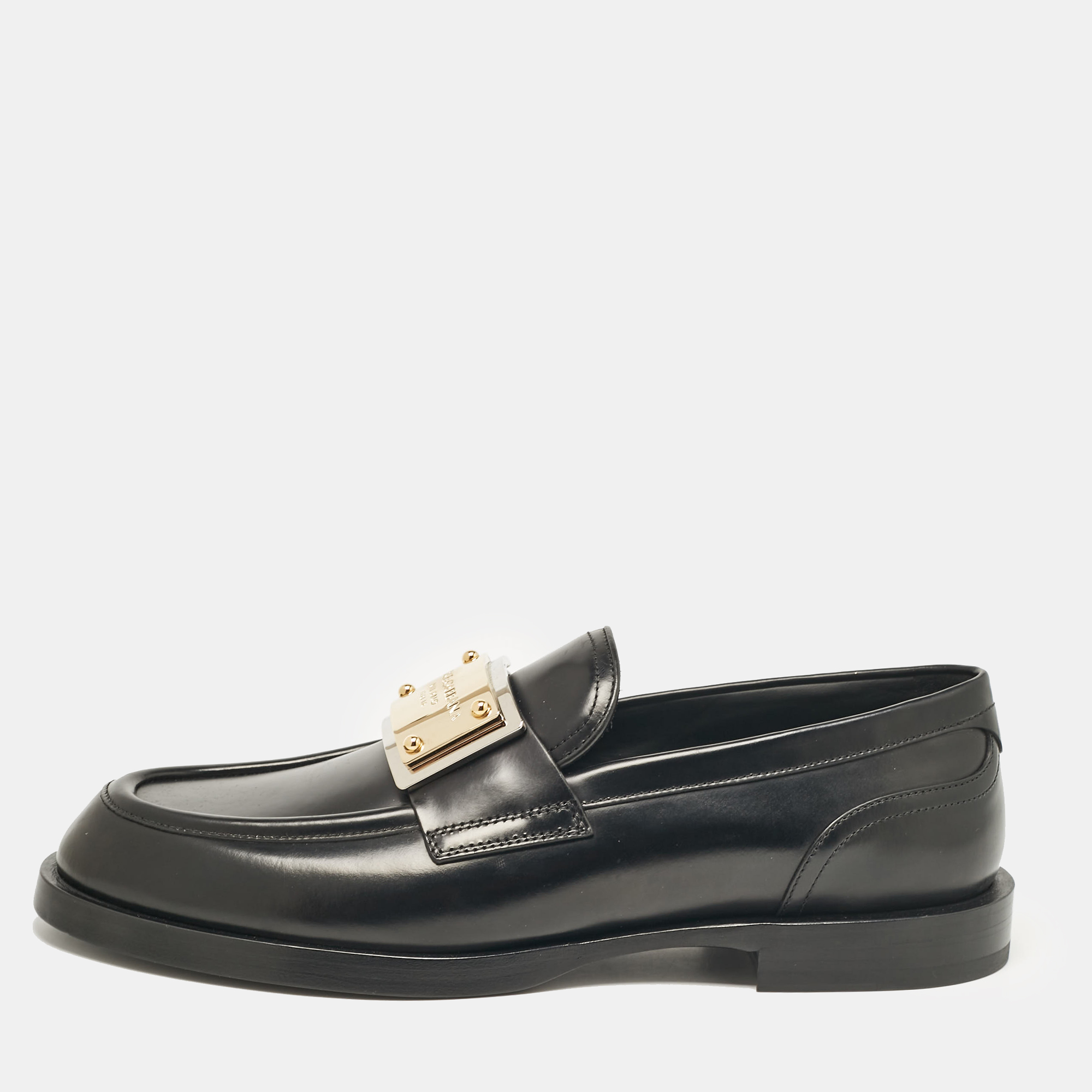 

Dolce & Gabbana Black Leather Brushed Loafers Size 43