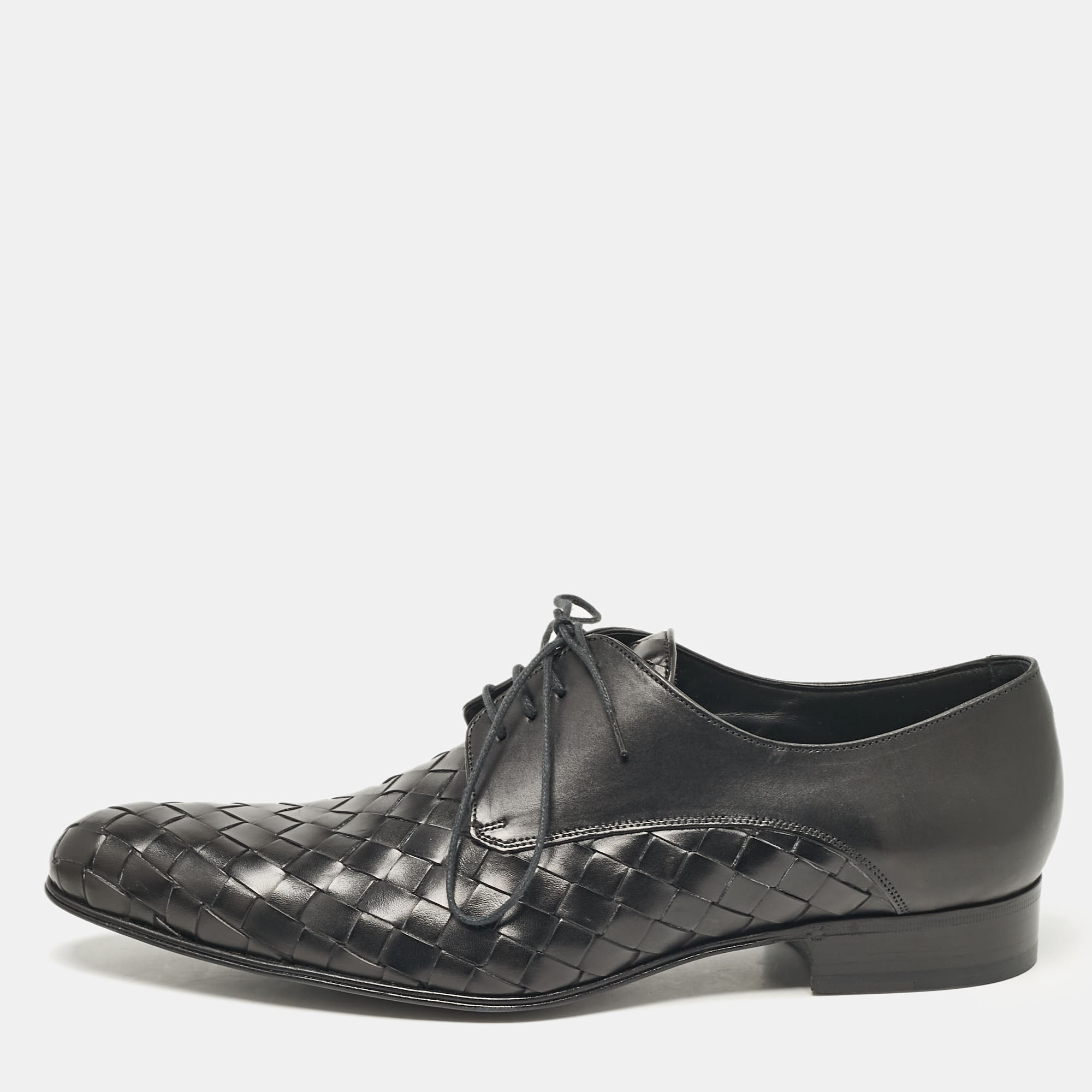 

Dolce & Gabbana Black Intrecciato Leather Derby Oxford Size 43