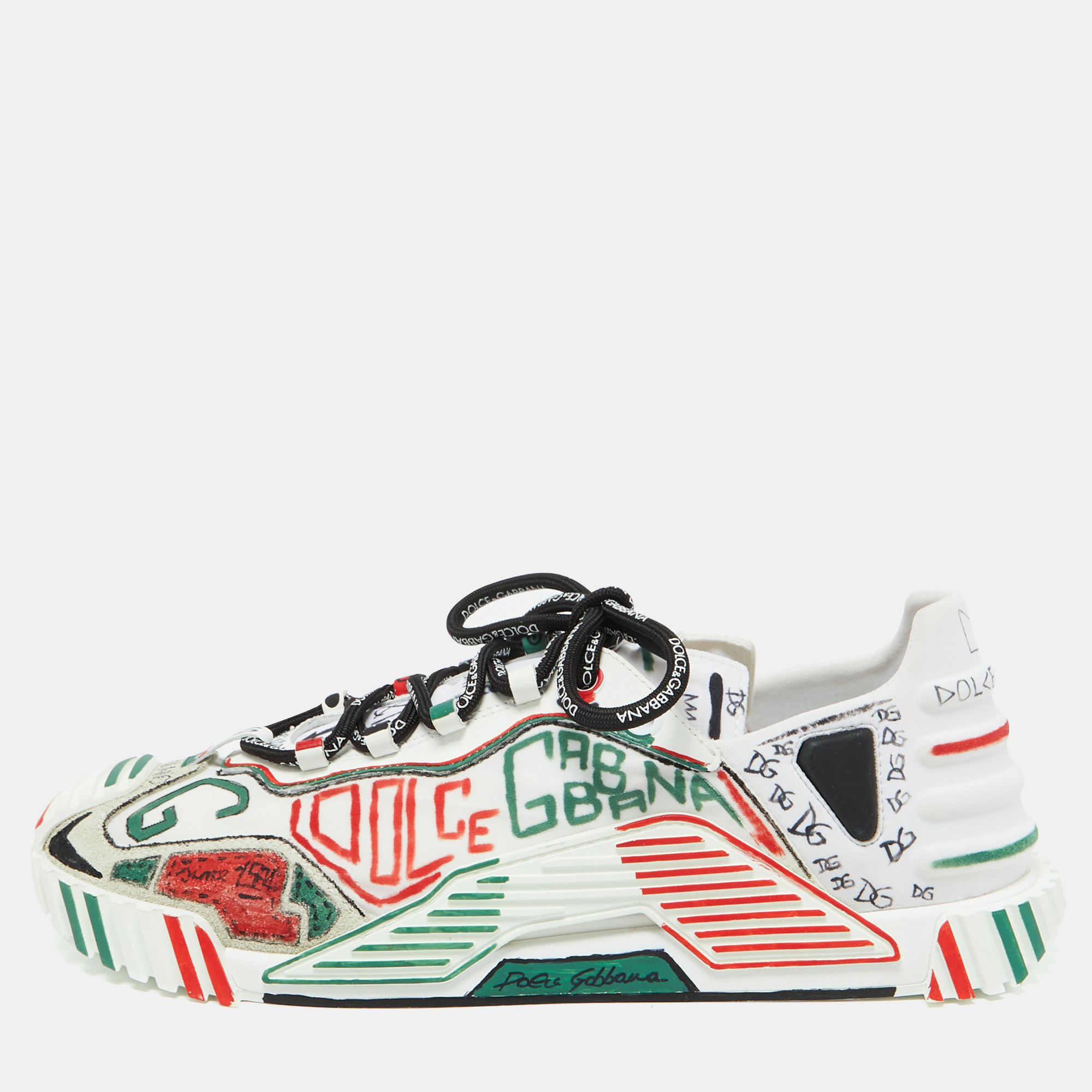 

Dolce & Gabbana Multicolor Canvas and Leather Graffiti Print Ns1 Low Top Sneakers Size