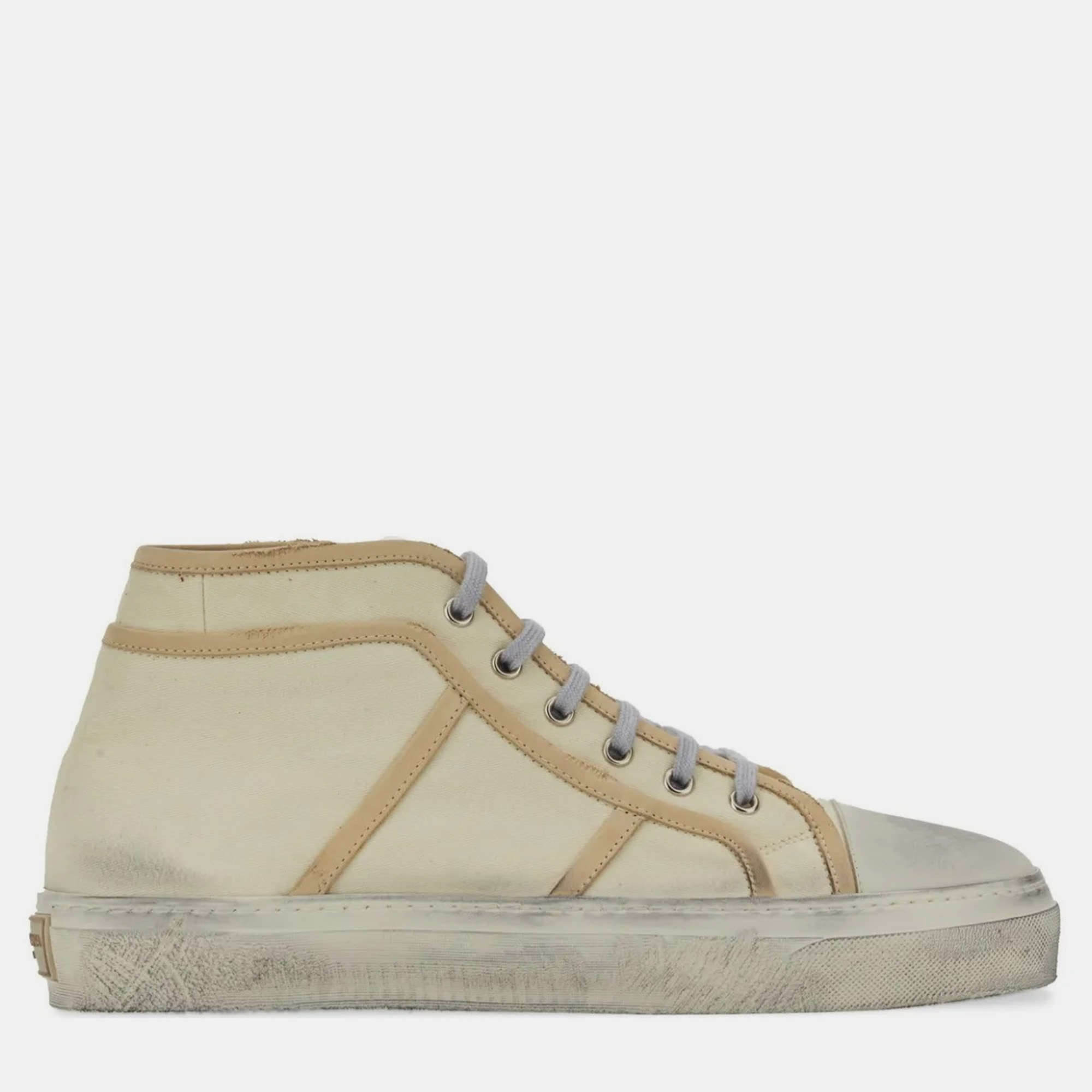 

Dolce & Gabbana Ivory Canvas Mid Top Sneakers Men’s, Beige