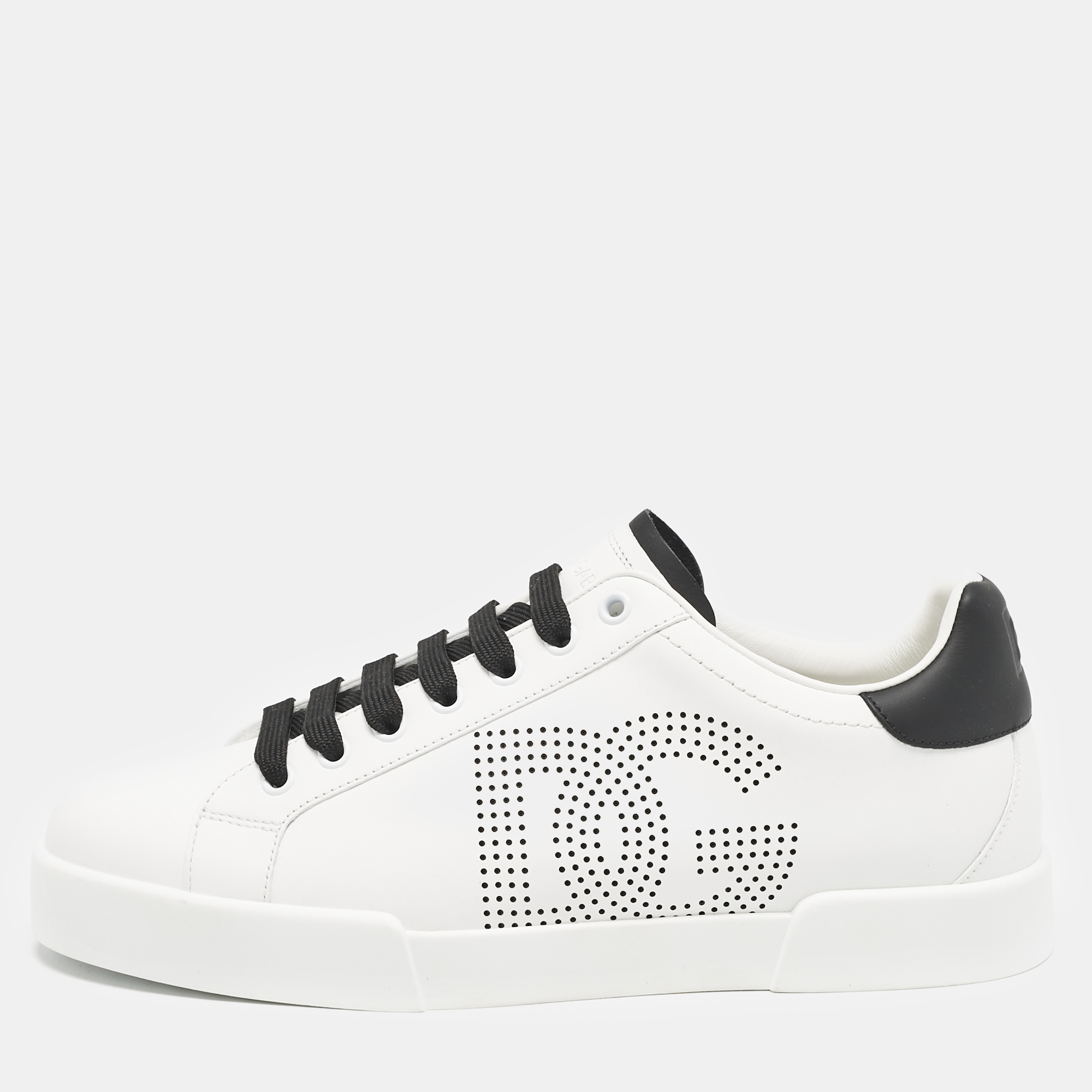 

Dolce & Gabbana White/Black Leather Portofino Royal Sneakers Size 41