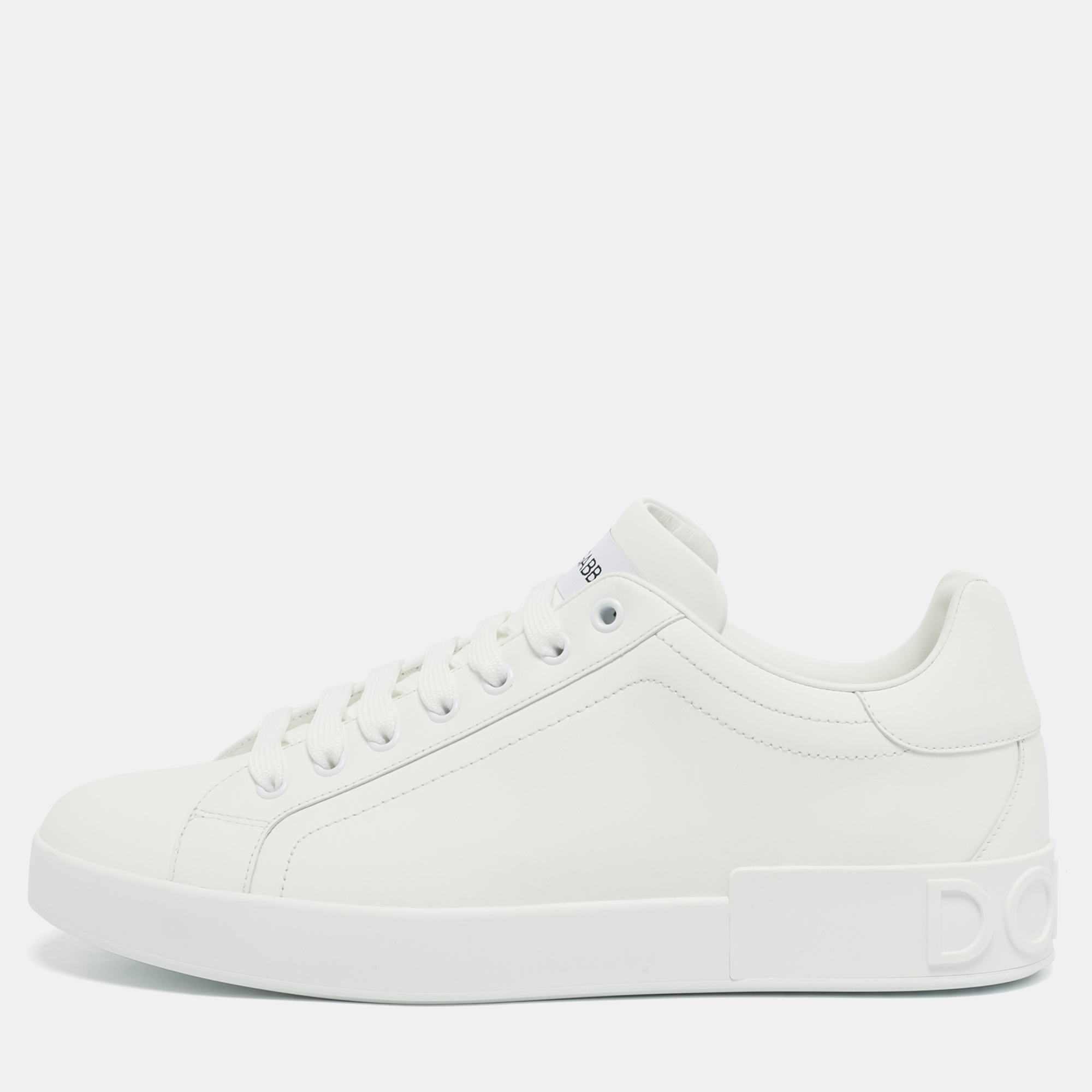 Dolce & Gabbana White Leather Portofino Low Top Sneakers Size 42.5