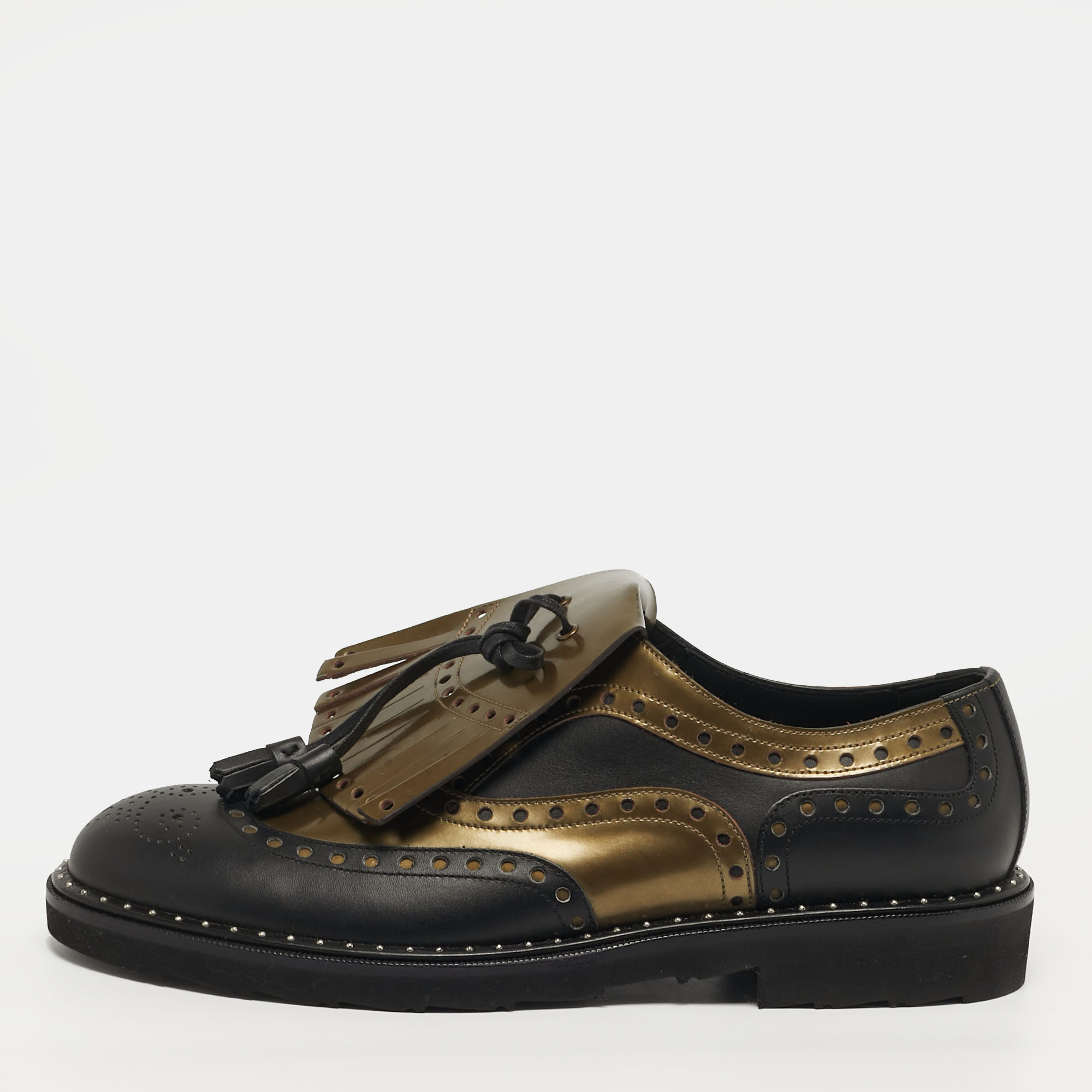 

Dolce & Gabbana Size 41 Green/Black Patent and Leather Fringe Brogues