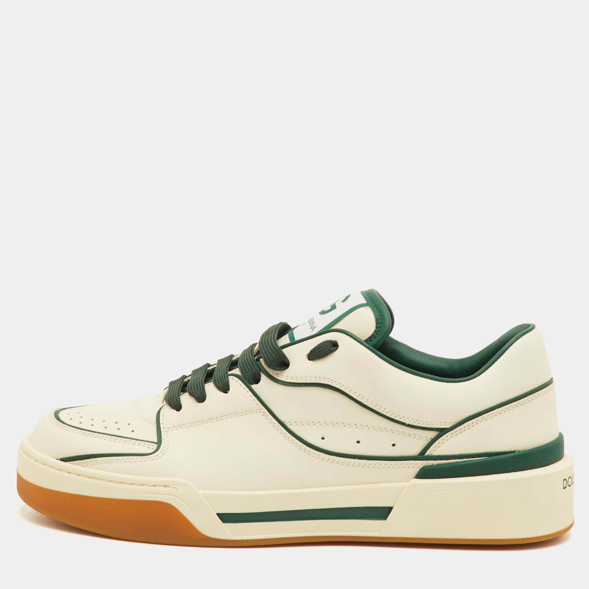 

Dolce & Gabbana Roma Size 41.5 Cream/Green Leather Low Top Sneakers