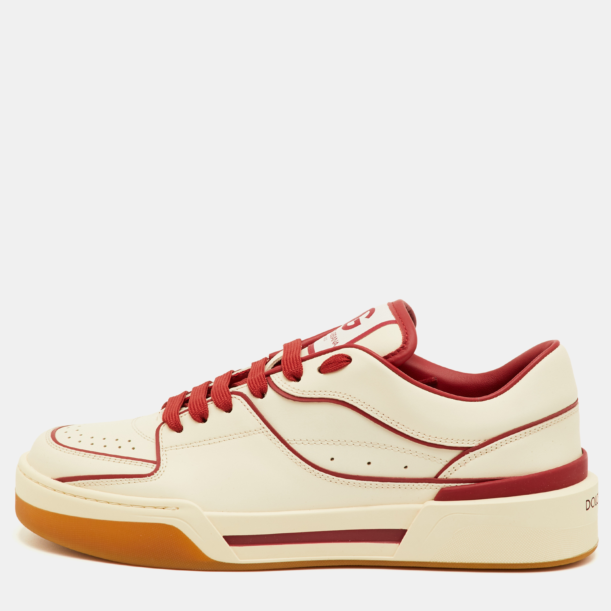 

Dolce & Gabbana Roma Size 41.5 Cream/Red Leather Low Top Sneakers