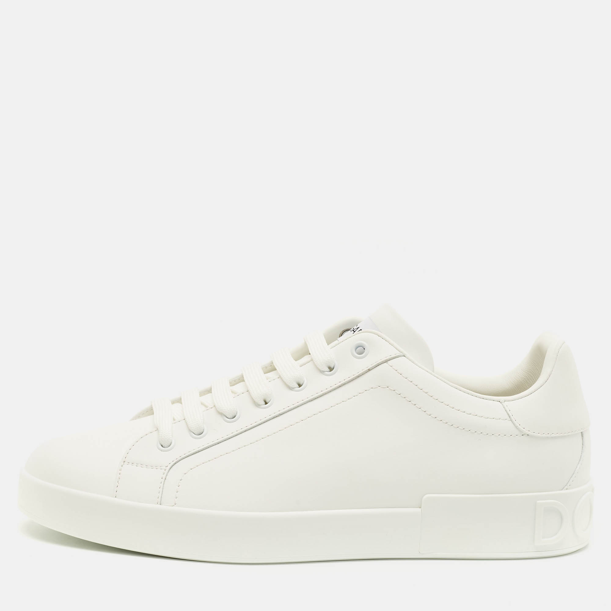 

Dolce & Gabbana Portofino Size 44 White Leather Low Top Sneakers