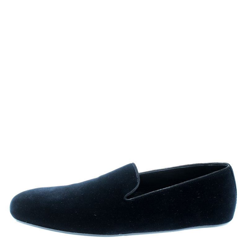 

Dolce And Gabbana Oxford Blue Velvet Smoking Slippers Size