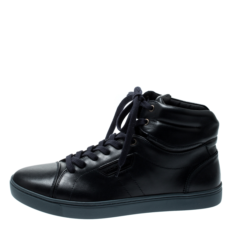 

Dolce And Gabbana Navy Blue Leather High Top Sneakers Size