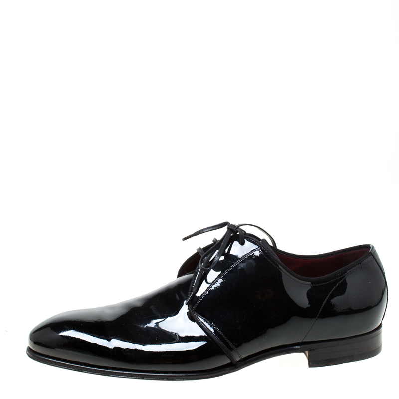 

Dolce and Gabbana Black Patent Leather Derby Size