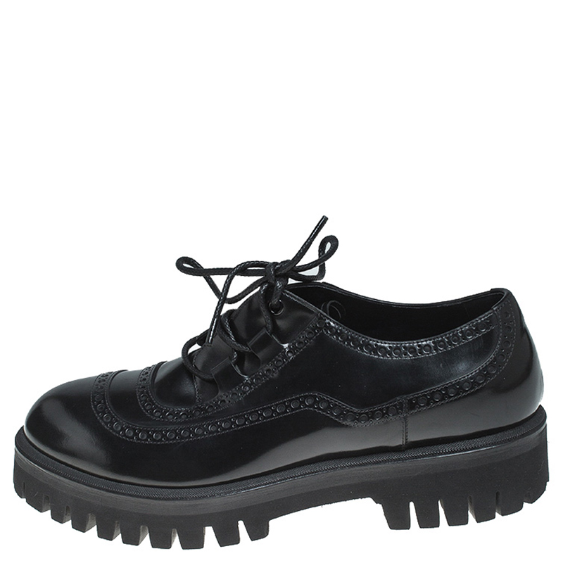 

Dolce and Gabbana Black Leather Cortina Corregio Derby Size